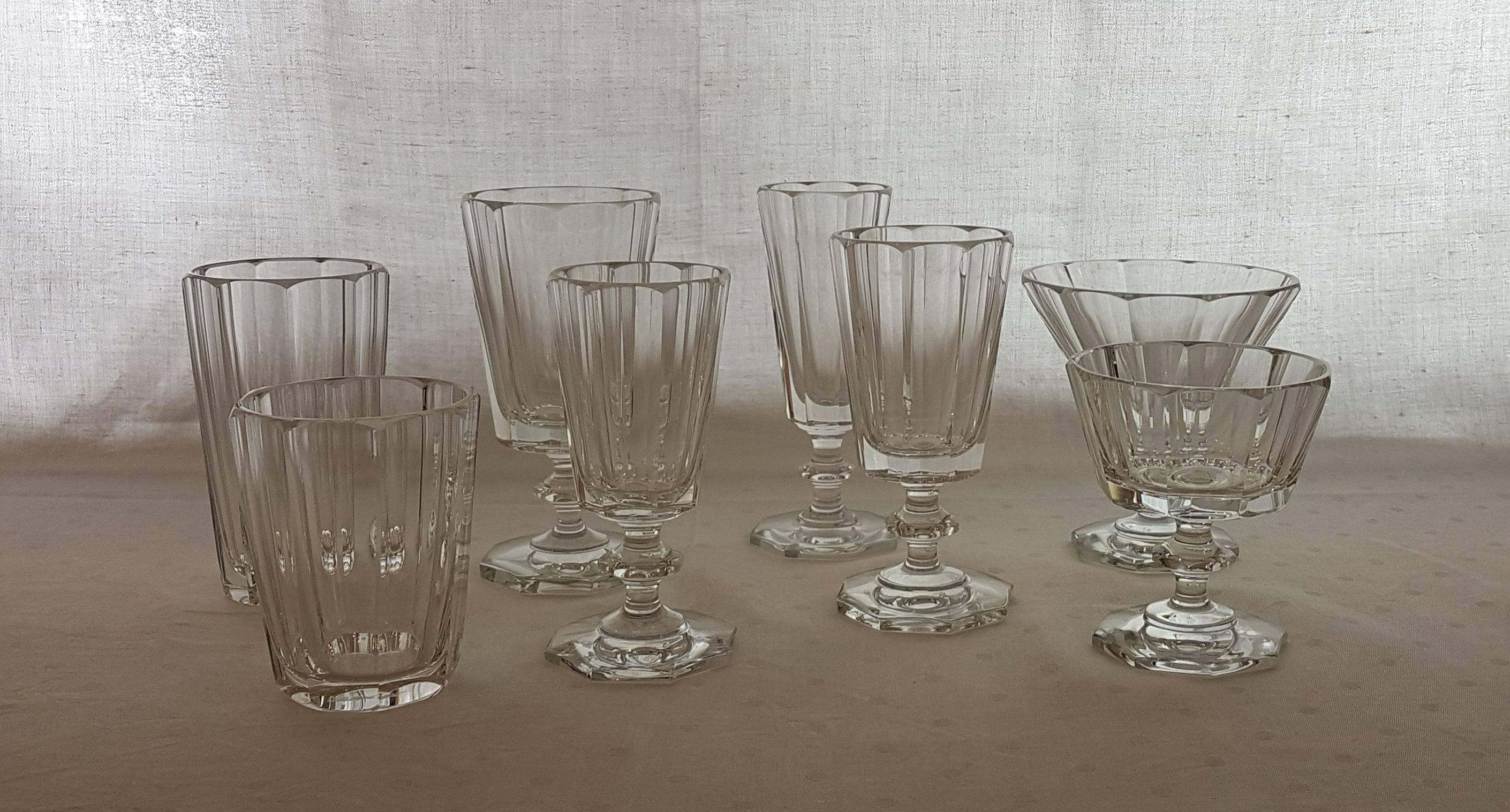Biedermeier Crystal Glass Goblet Set