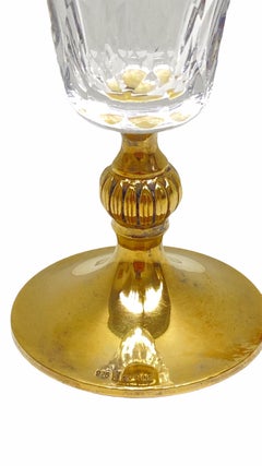 Crystal Glass Gold-Plated Sterling Stem, Vintage Estate from Austria