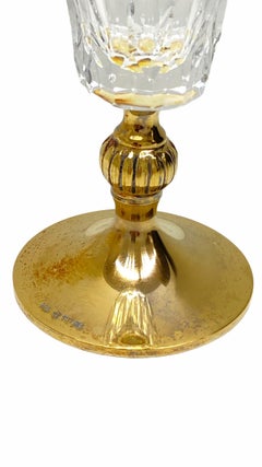 Crystal Glass gold plated Sterling Stem, Vintage Estate from Austria