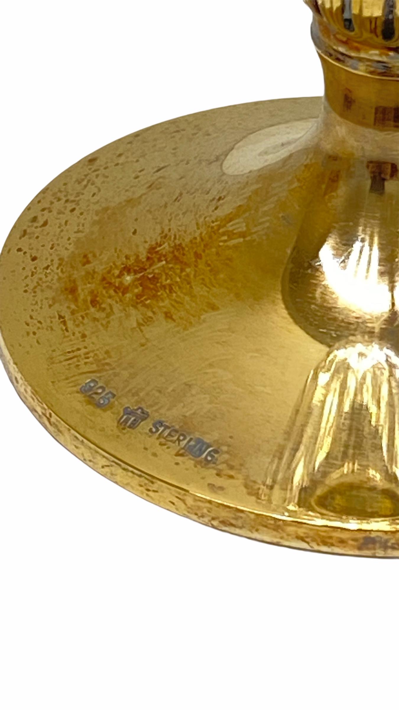 Art Nouveau Crystal Glass gold plated Sterling Stem, Vintage Estate from Austria For Sale