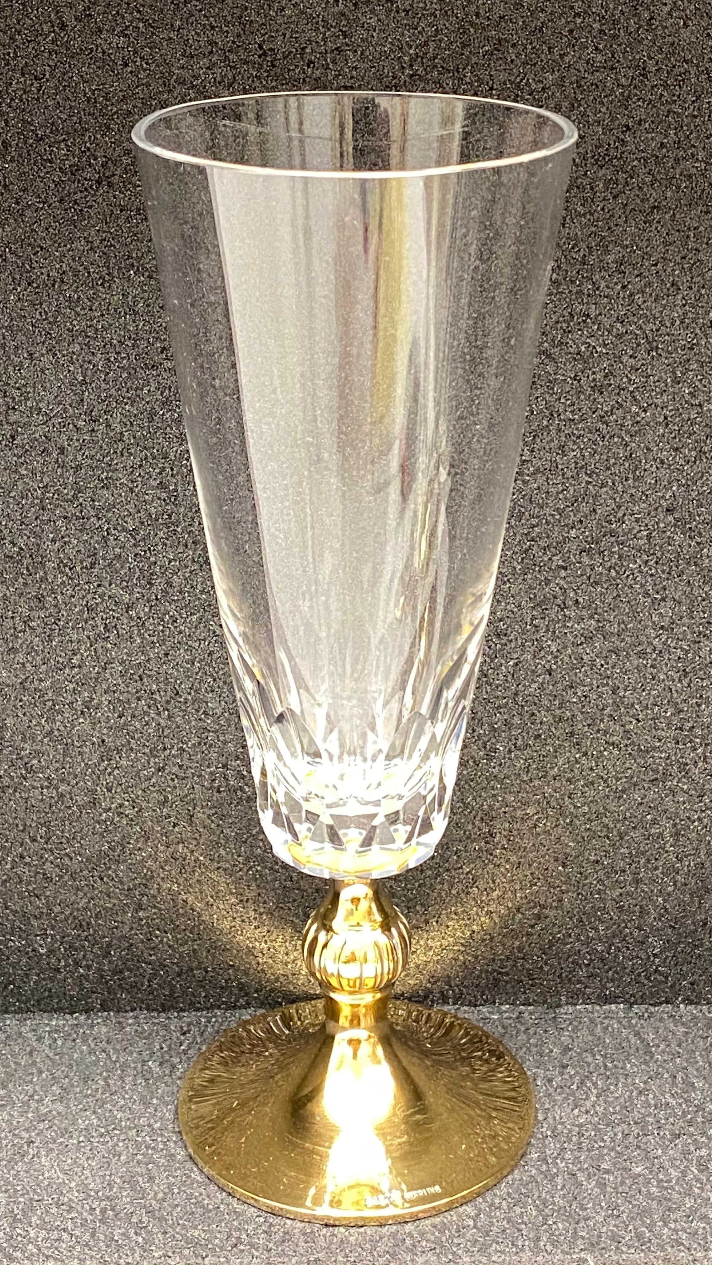 Austrian Crystal Glass Gold-Plated Sterling Stem, Vintage Estate from Austria For Sale