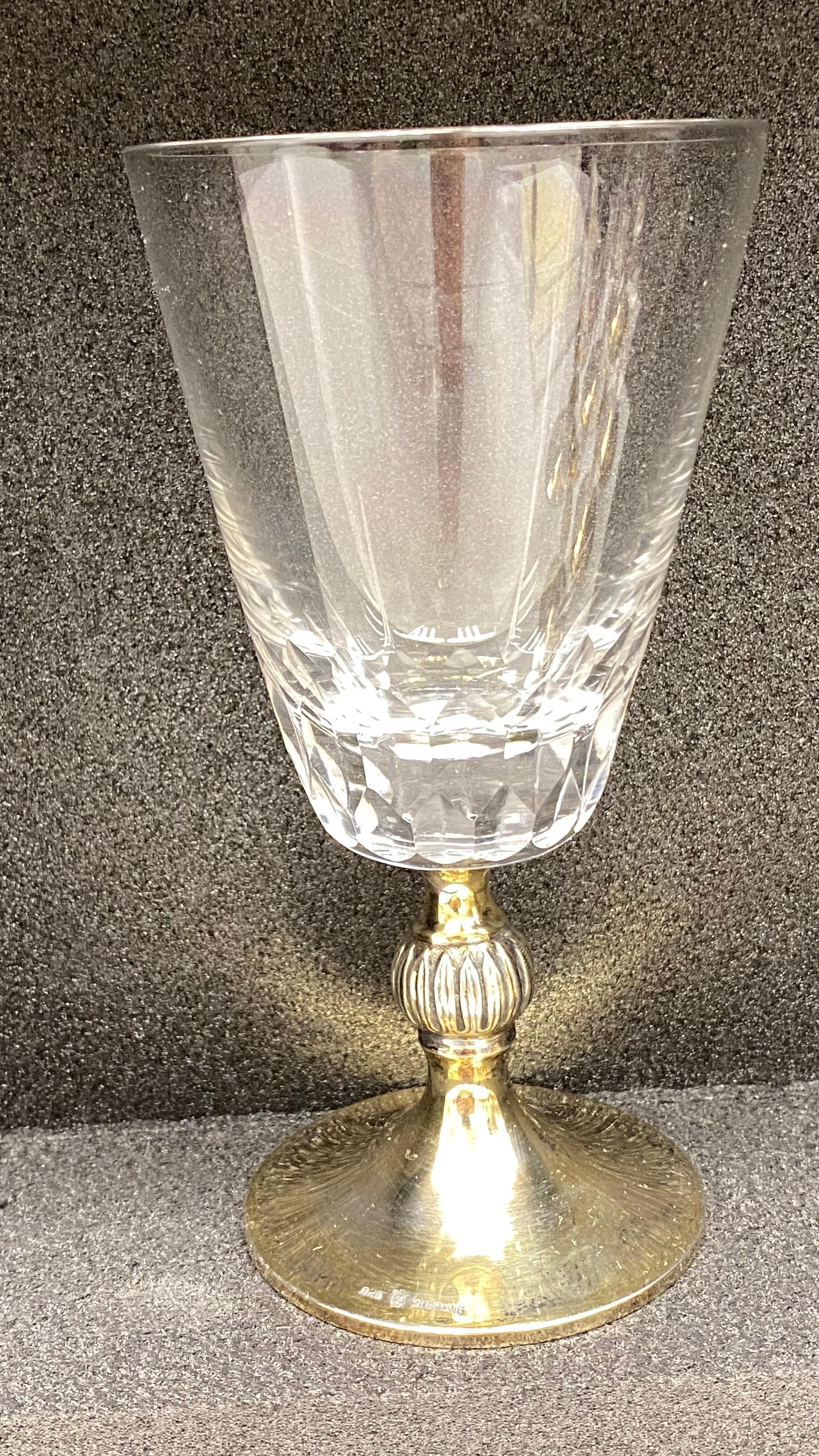 Austrian Crystal Glass Gold-Plated Sterling Stem, Vintage Estate from Austria For Sale