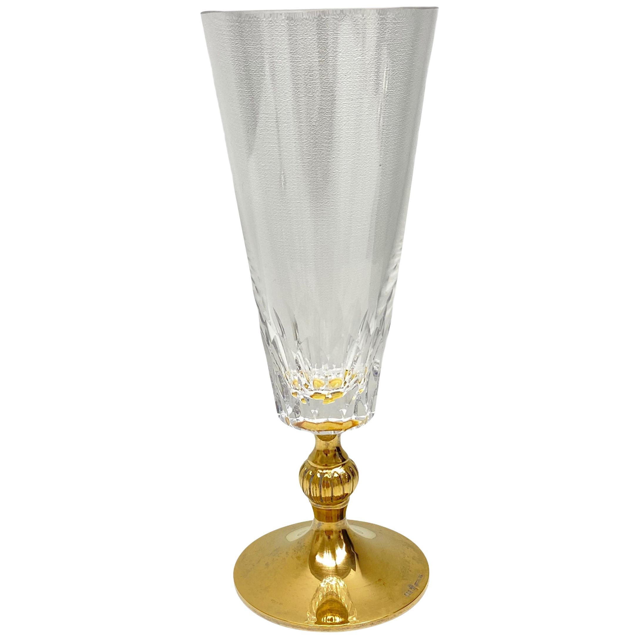 Crystal Glass Gold-Plated Sterling Stem, Vintage Estate from Austria