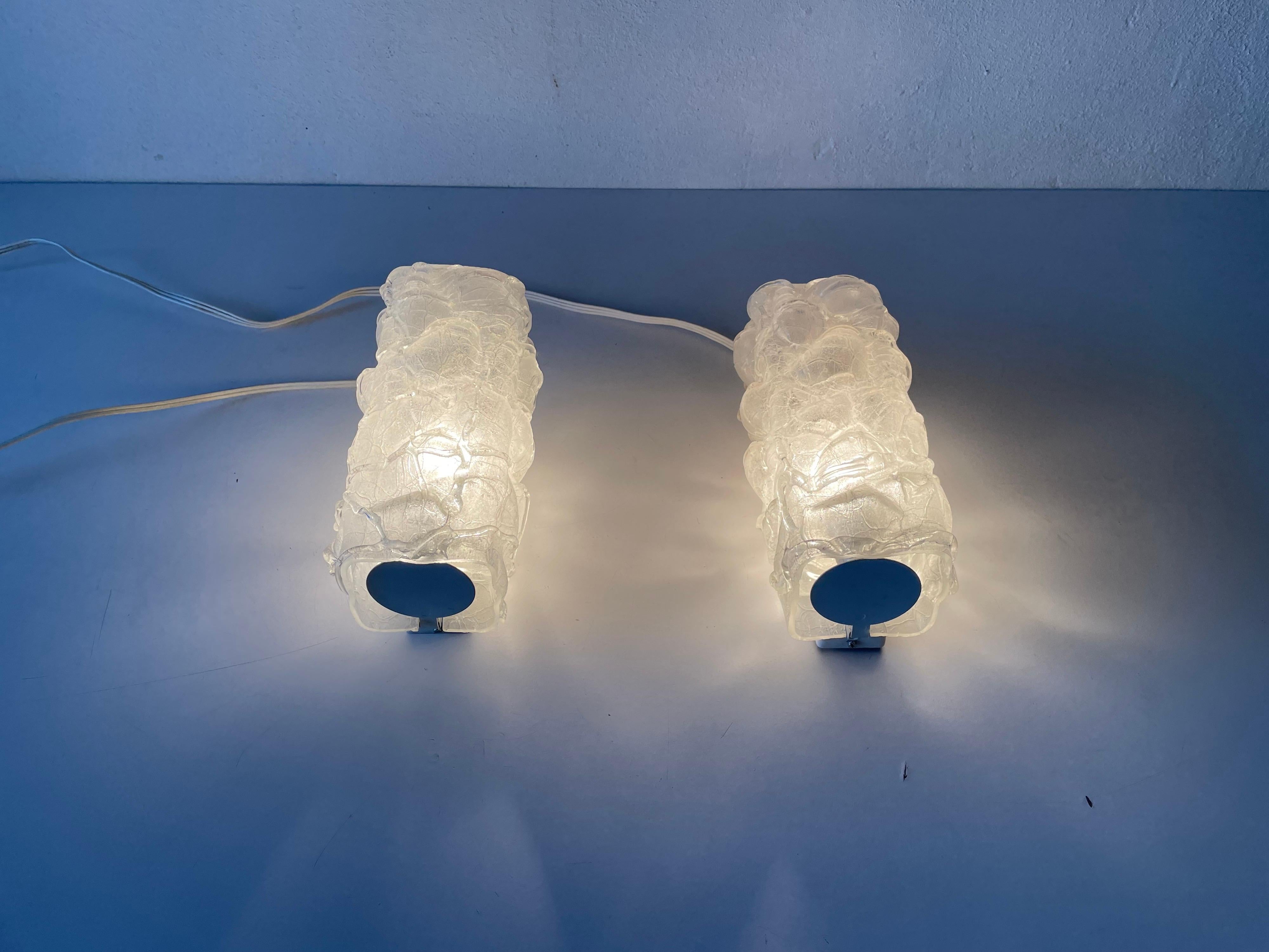 Crystal Glass in Exceptional Shape Pair of Rare Sconces by Doria, 1960s, Germany For Sale 5