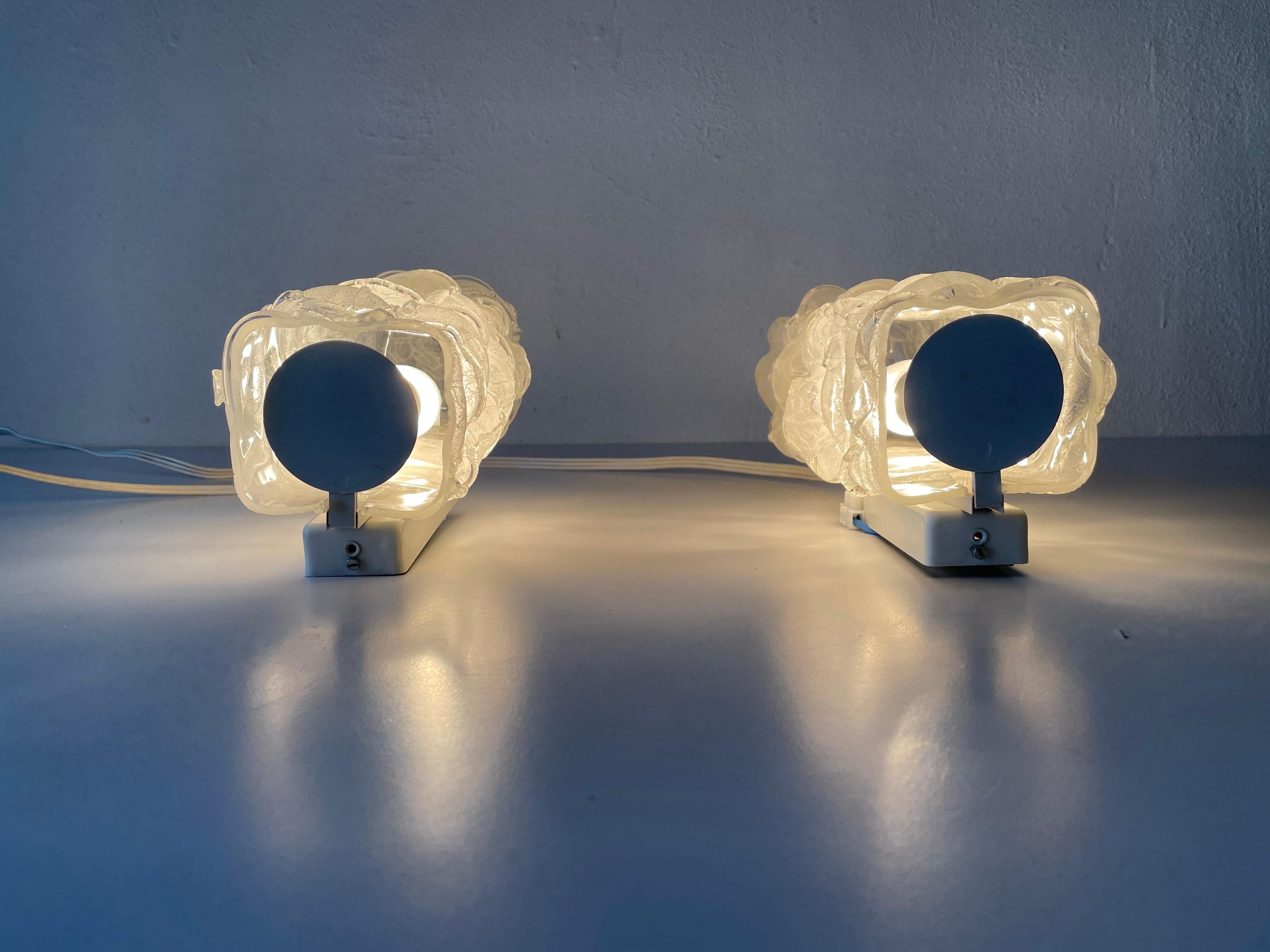 Crystal Glass in Exceptional Shape Pair of Rare Sconces by Doria, 1960s, Germany For Sale 8