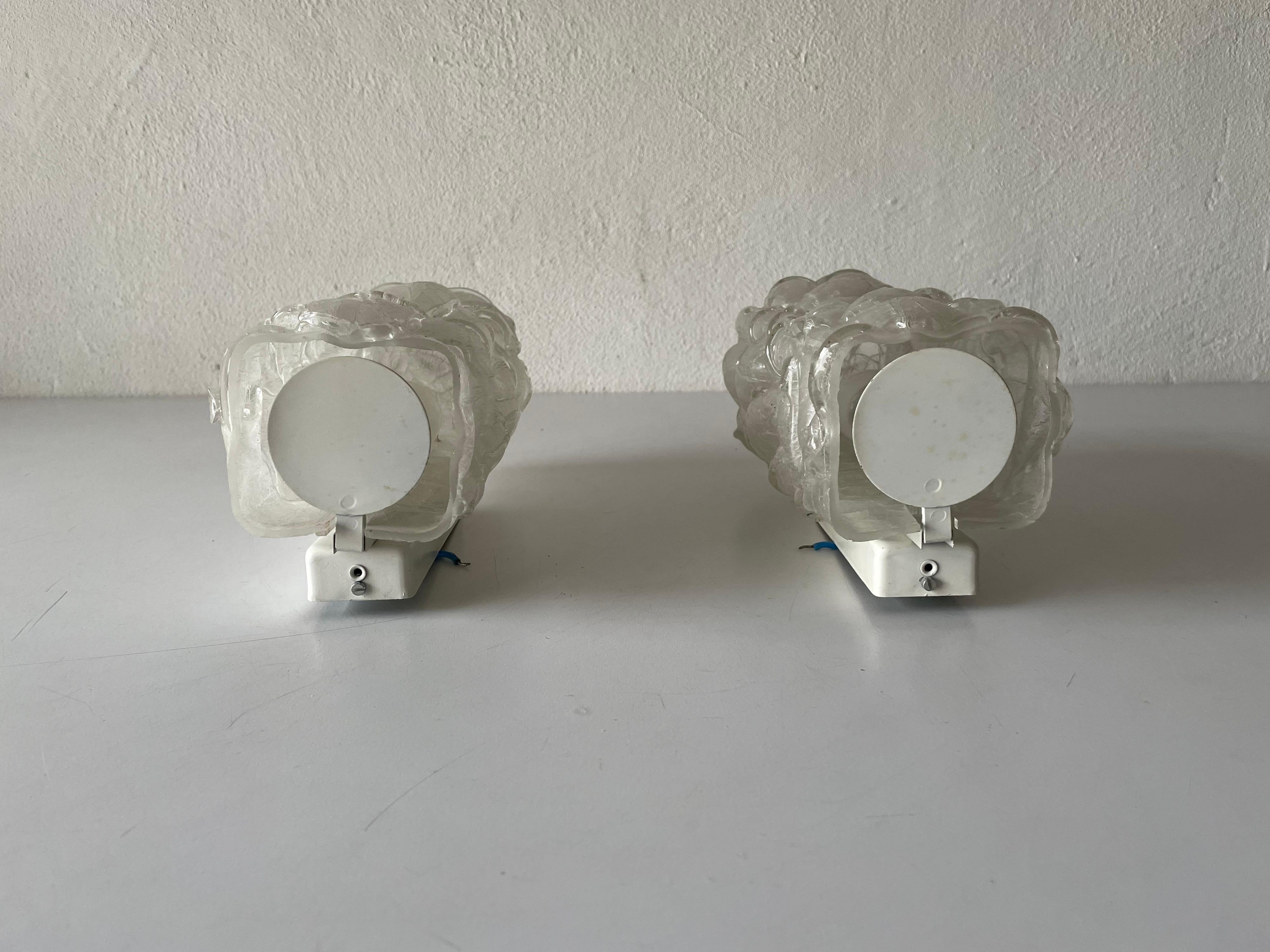 Metal Crystal Glass in Exceptional Shape Pair of Rare Sconces by Doria, 1960s, Germany For Sale