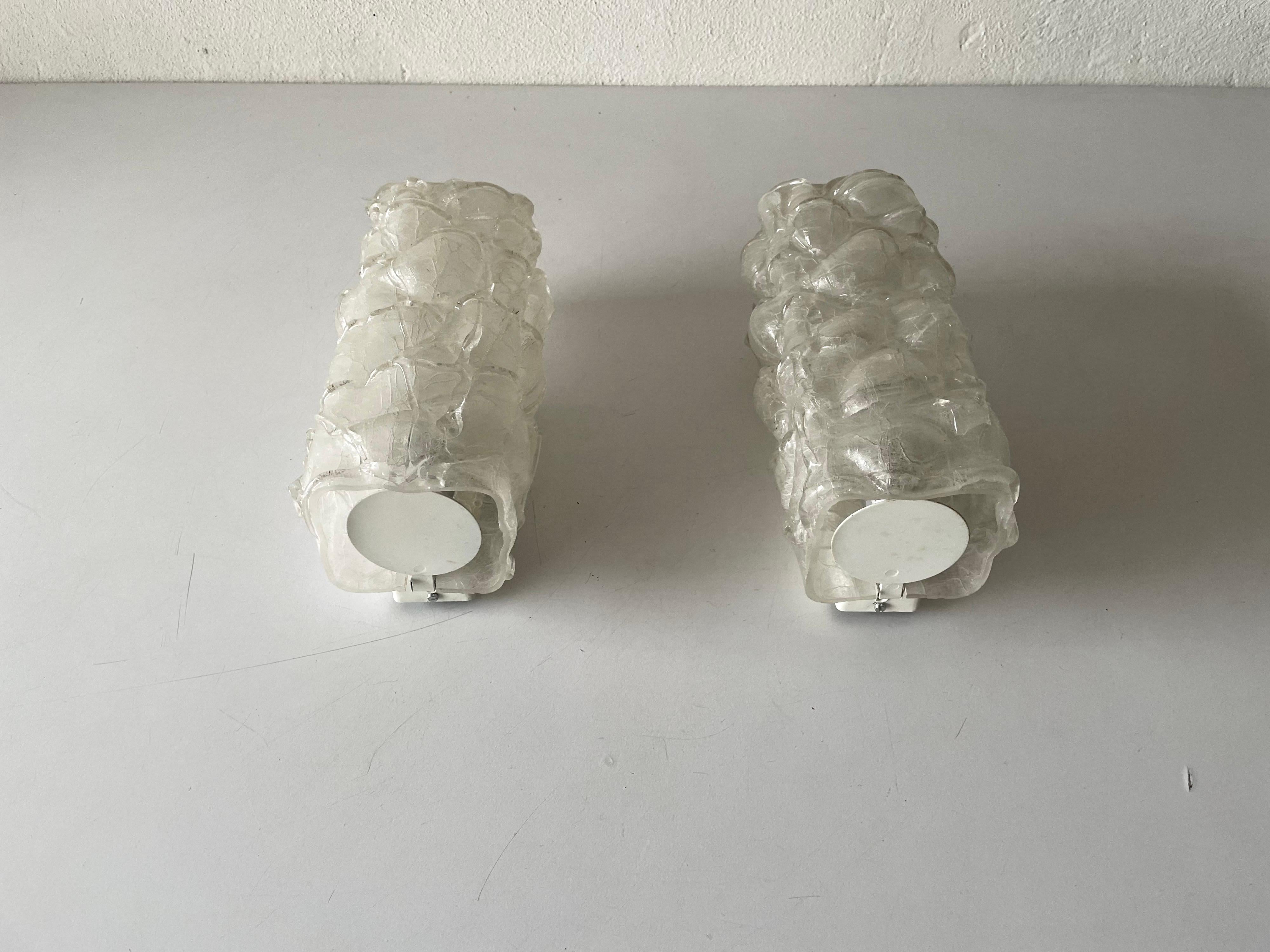 Crystal Glass in Exceptional Shape Pair of Rare Sconces by Doria, 1960s, Germany For Sale 1