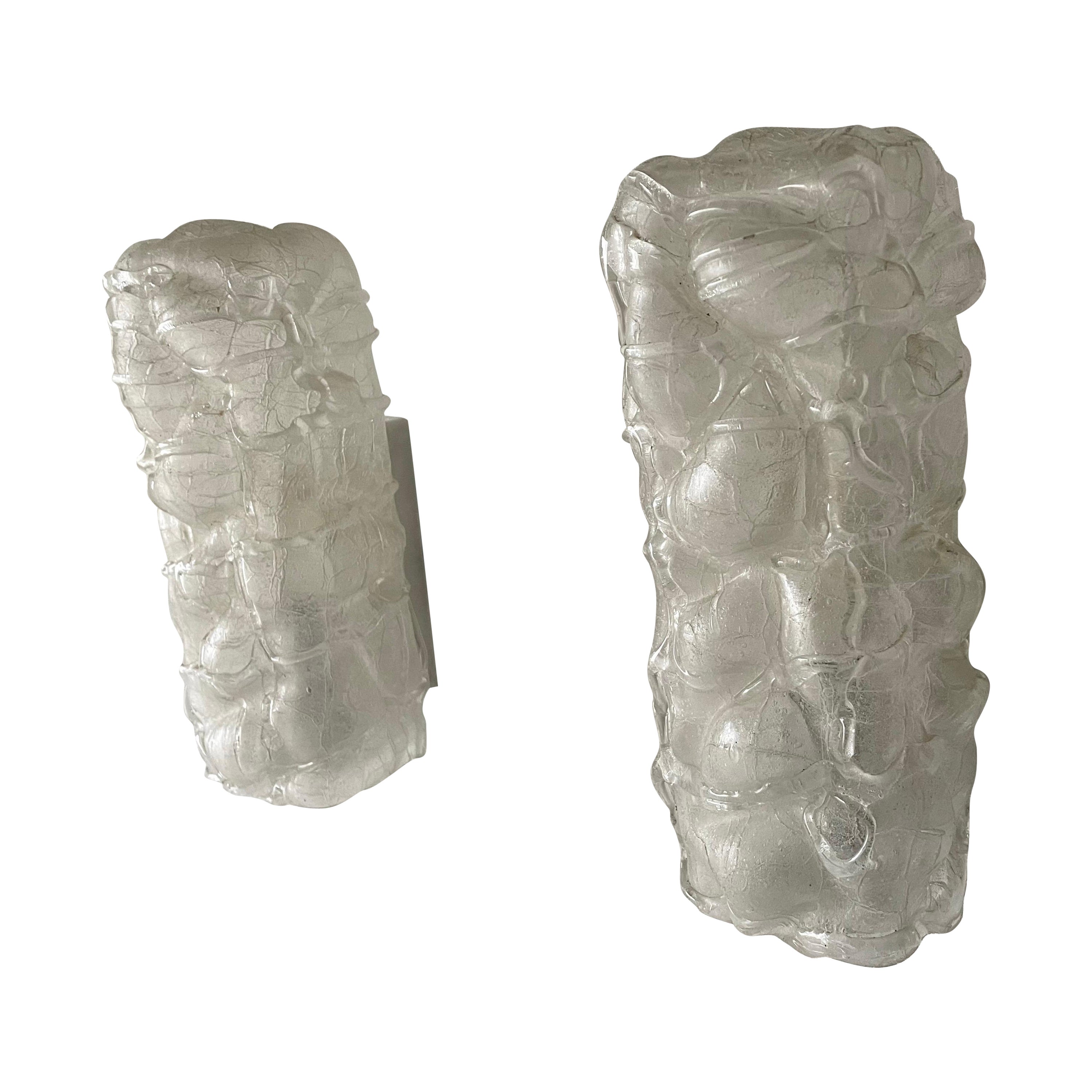 Paire d'appliques rares en cristal de forme exceptionnelle par Doria, années 1960, Allemagne