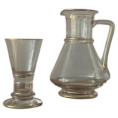 Crystal glass jug and tumblers with gold details by Lobmeyr signed