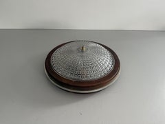 Lampada ad incasso con base in vetro di cristallo e Wood Wood, 1960, Svizzera