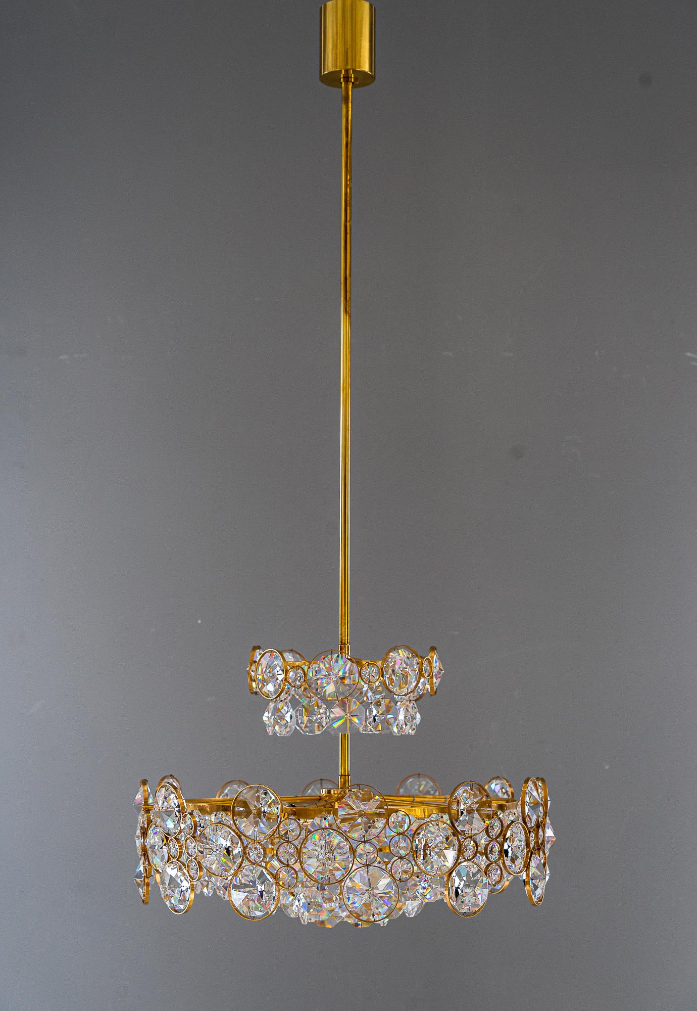 Lustre Palwa en cristal de verre vers 1970
État original.