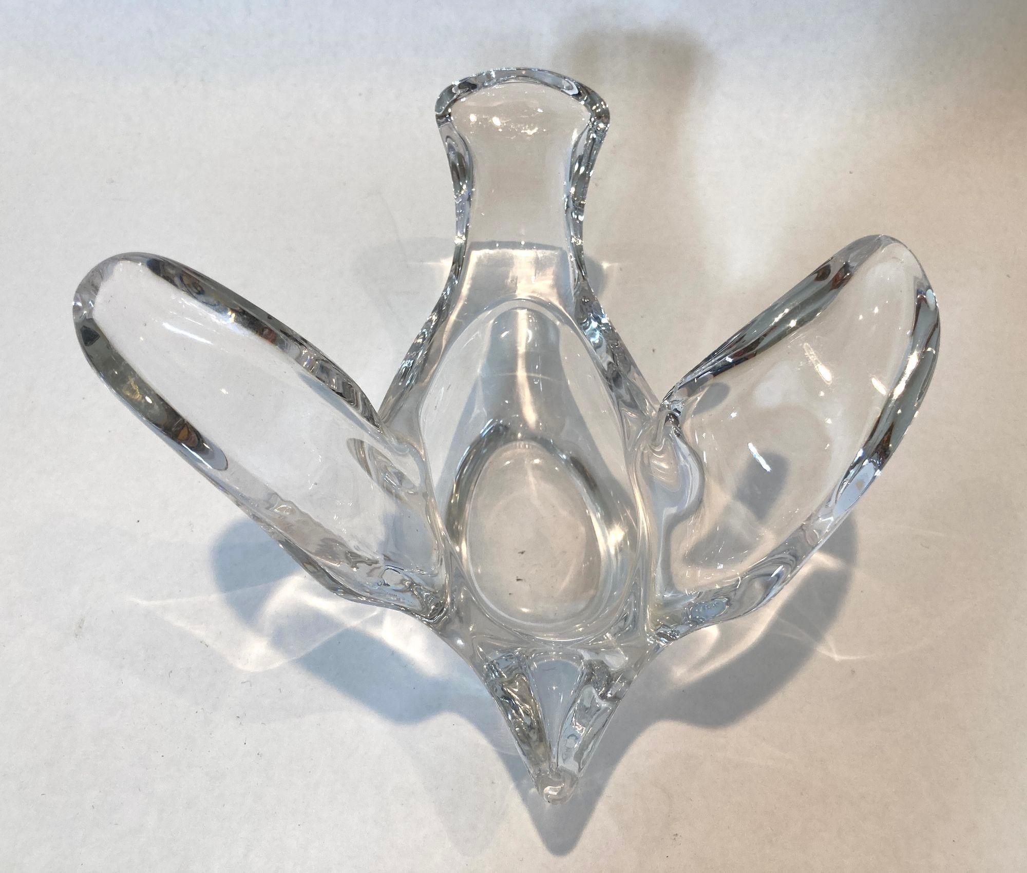 Kristallglas Friedenstaube Vide Poche Catchall Aschenbecher Briefbeschwerer Dish 1980s (Französisch) im Angebot