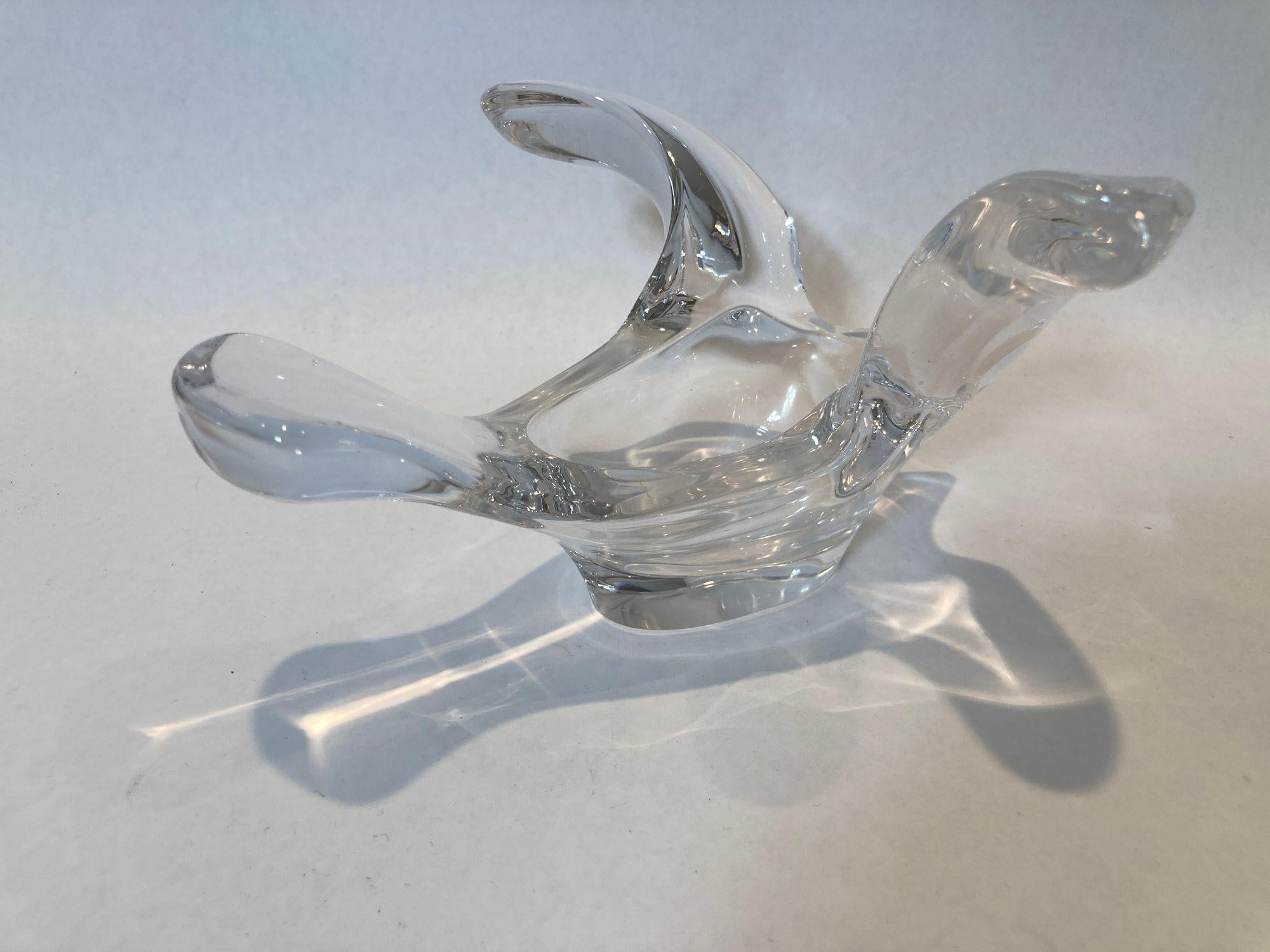 Kristallglas Friedenstaube Vide Poche Catchall Aschenbecher Briefbeschwerer Dish 1980s im Angebot 1