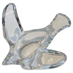 Vintage Crystal Glass Peace Dove Vide Poche Catchall Ashtray Paperweight Dish 1980s
