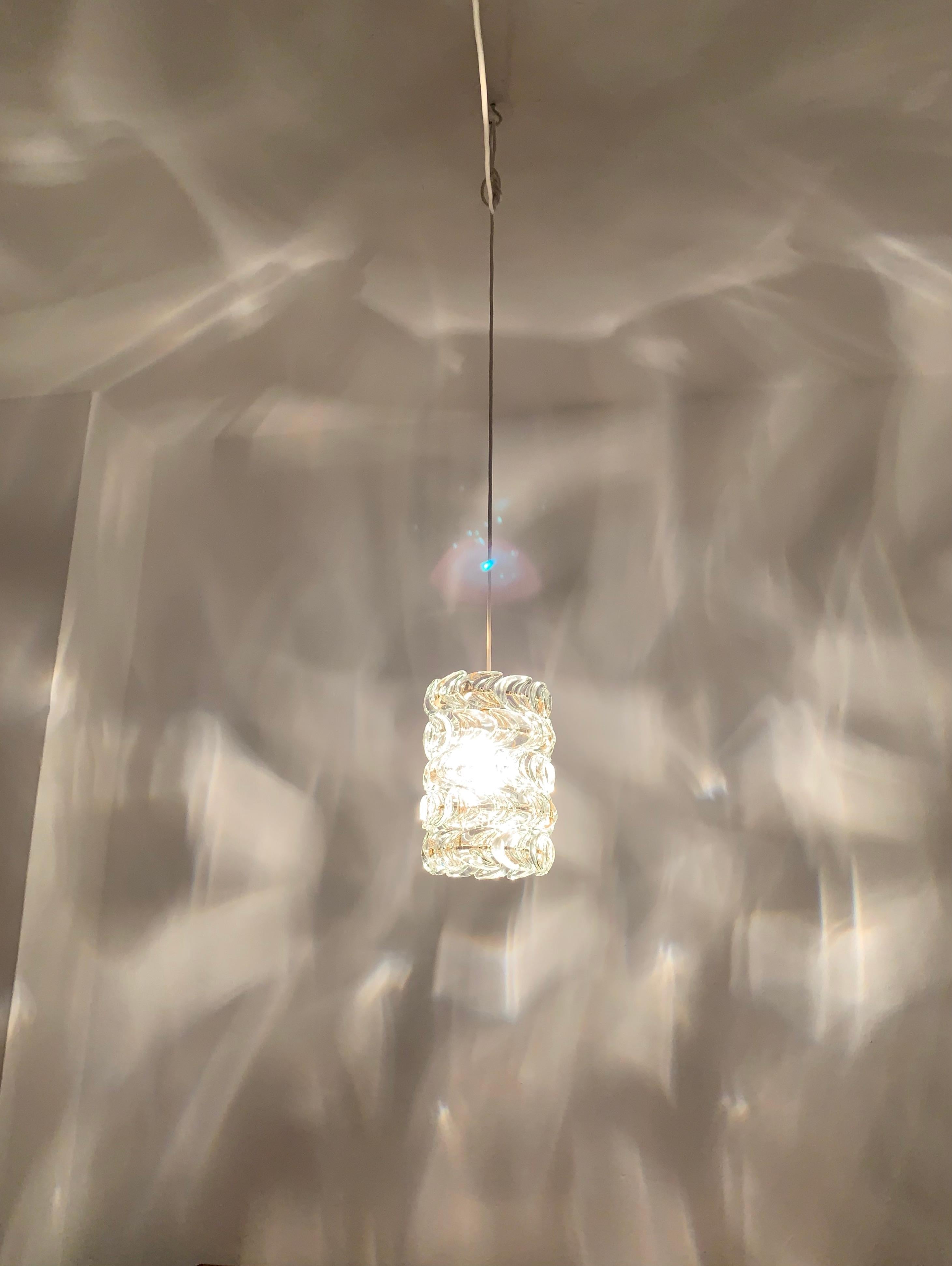 Lampada a sospensione in vetro cristallo di Palwa in vendita 4