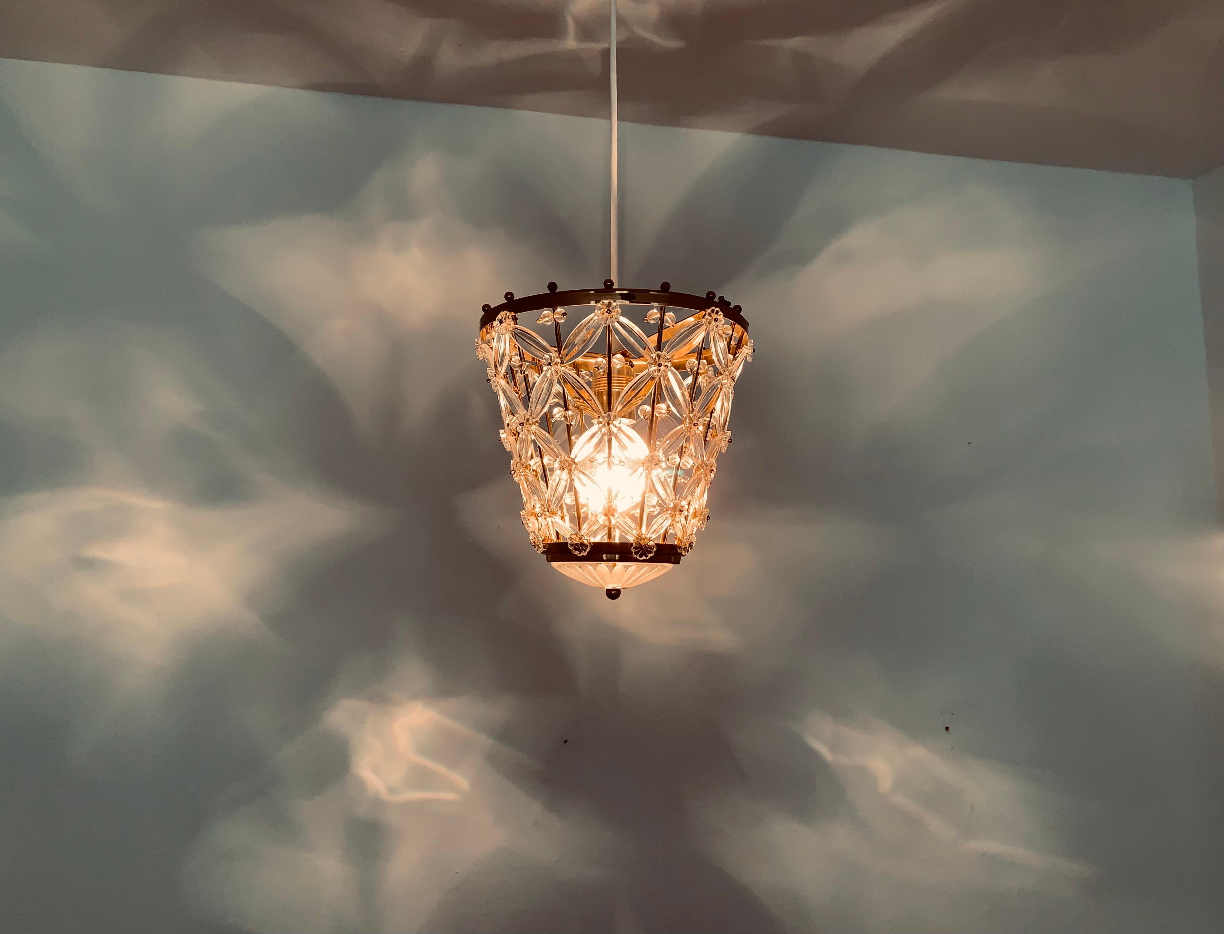 Lampada a sospensione in vetro cristallo di Palwa in vendita 4