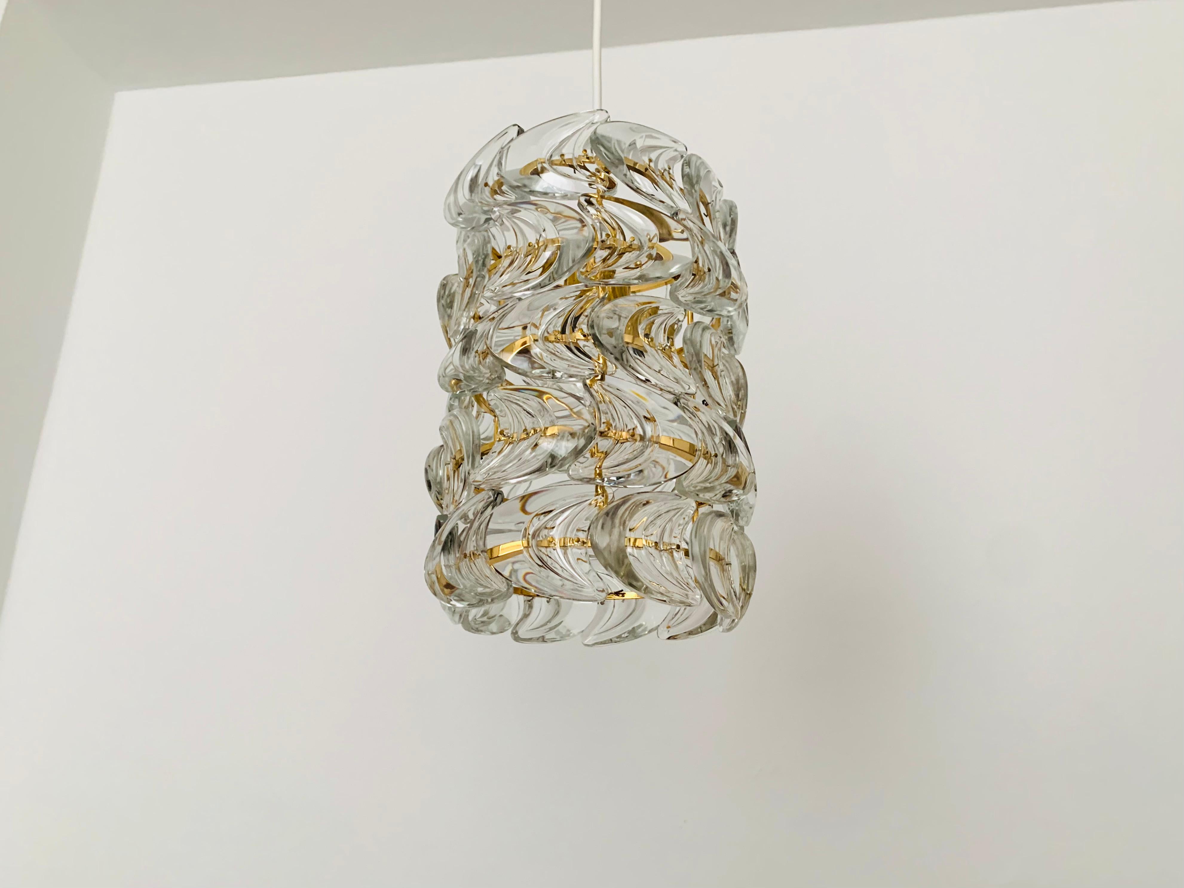 Lampada a sospensione in vetro cristallo di Palwa In condizioni buone in vendita a München, DE
