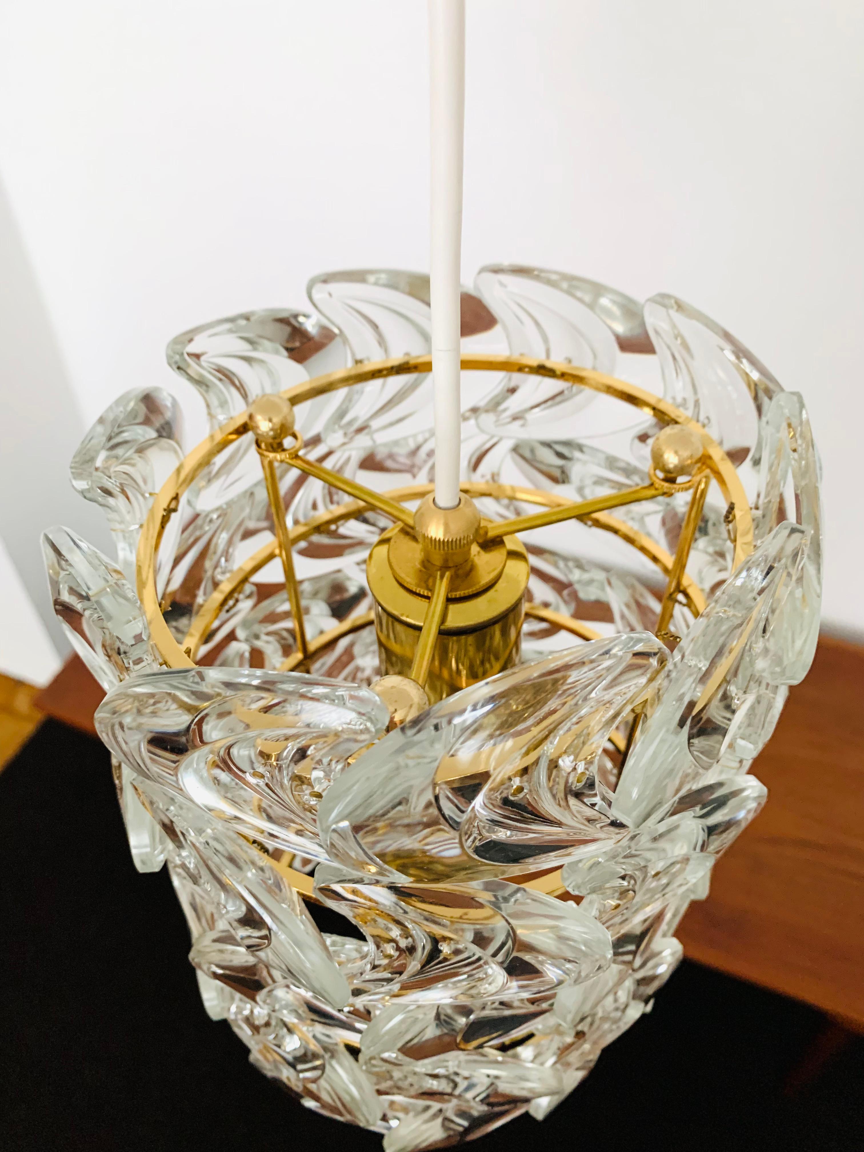 Metal Crystal glass pendant lamp by Palwa For Sale