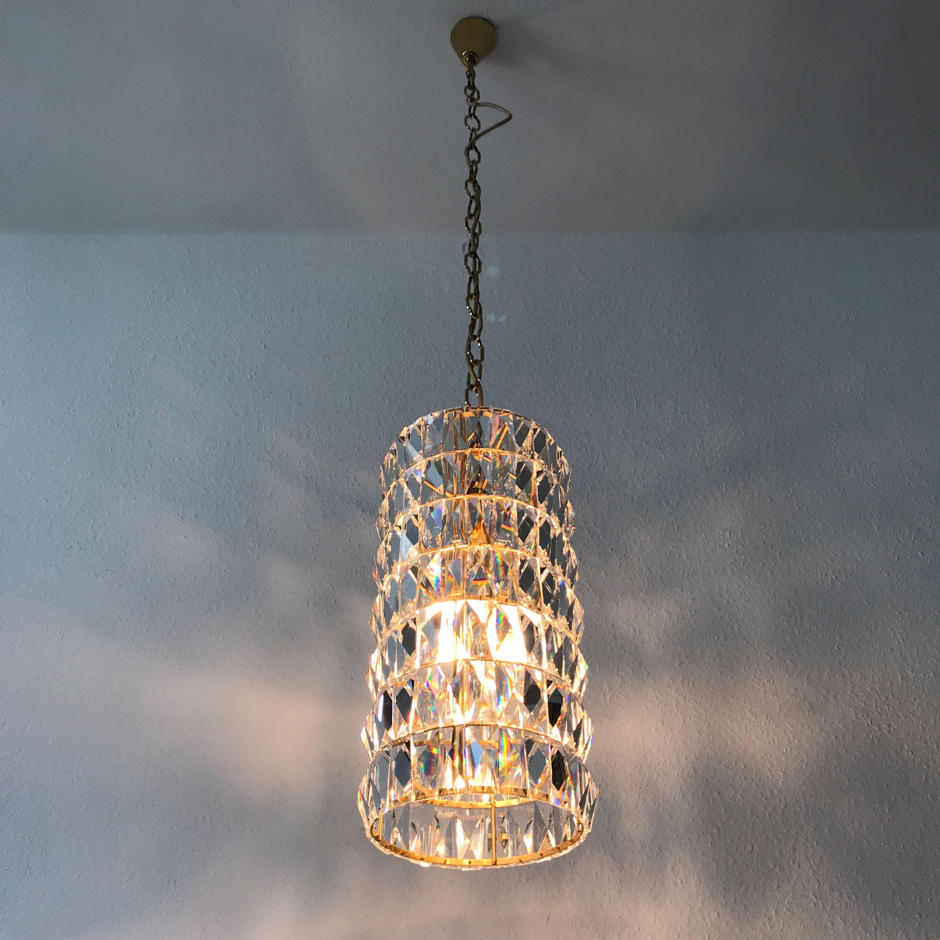 Crystal Glass Pendant Lamp or Chandelier by Bakalowits & Söhne Vienna Austria For Sale 3