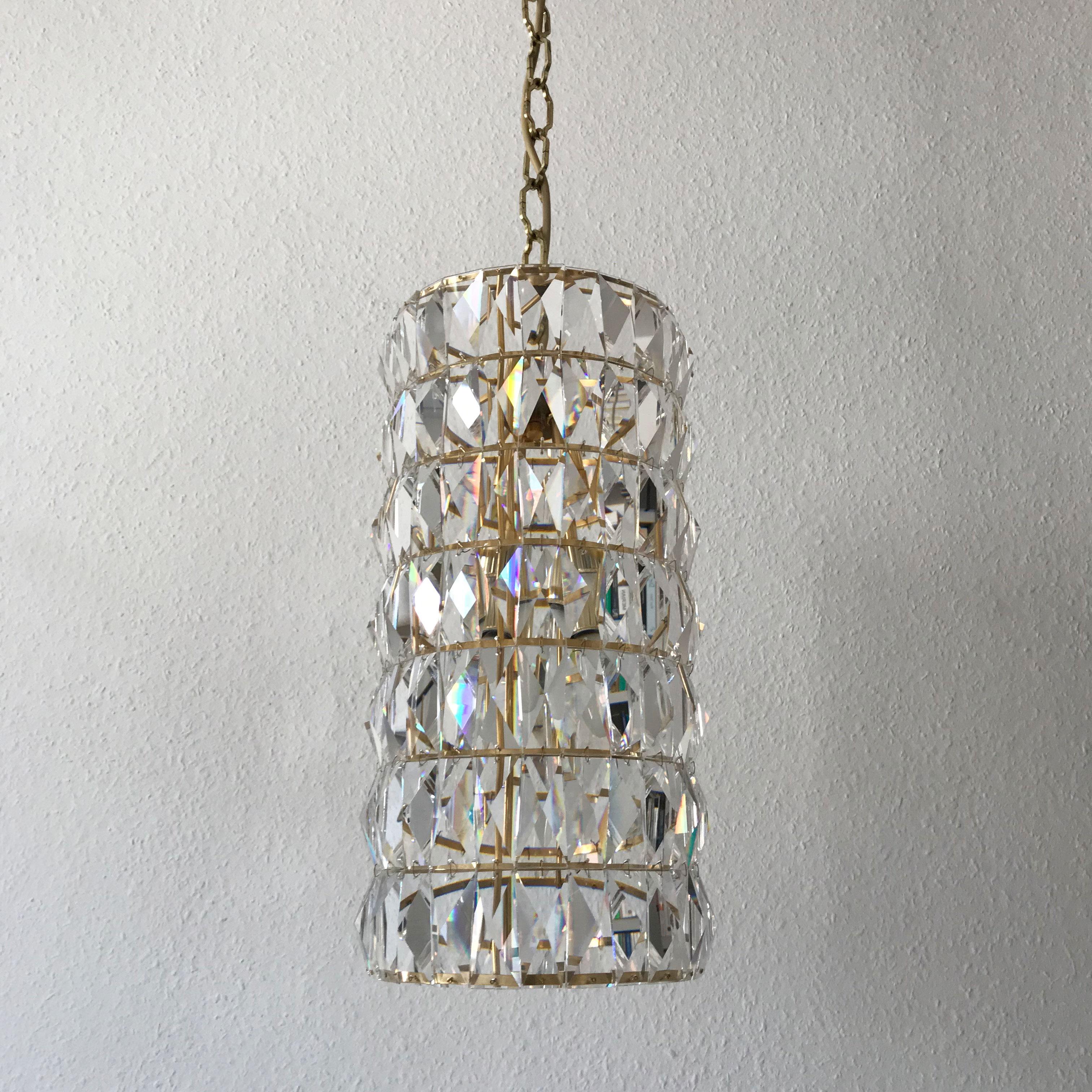 Crystal Glass Pendant Lamp or Chandelier by Bakalowits & Söhne Vienna Austria For Sale 4