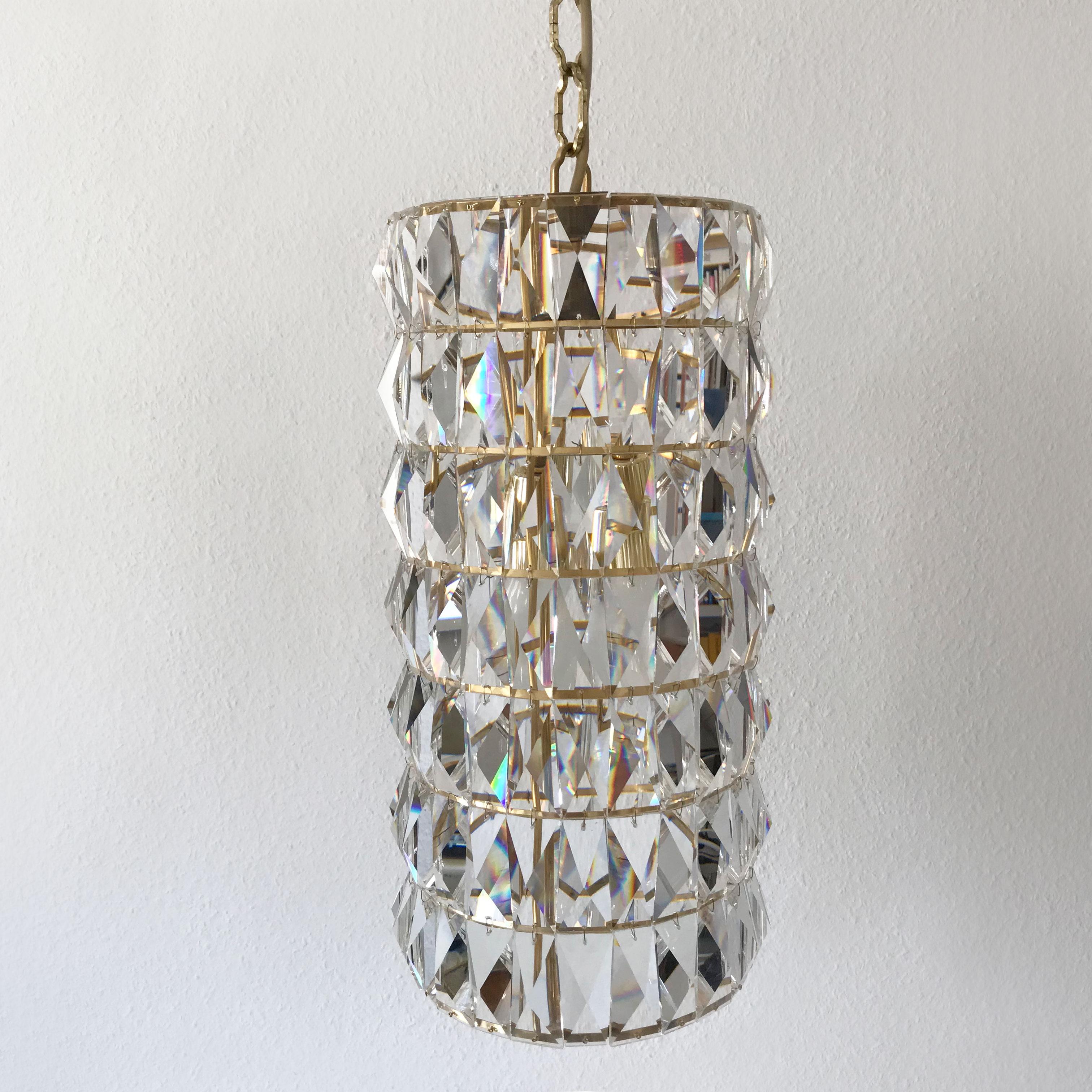 Crystal Glass Pendant Lamp or Chandelier by Bakalowits & Söhne Vienna Austria For Sale 5