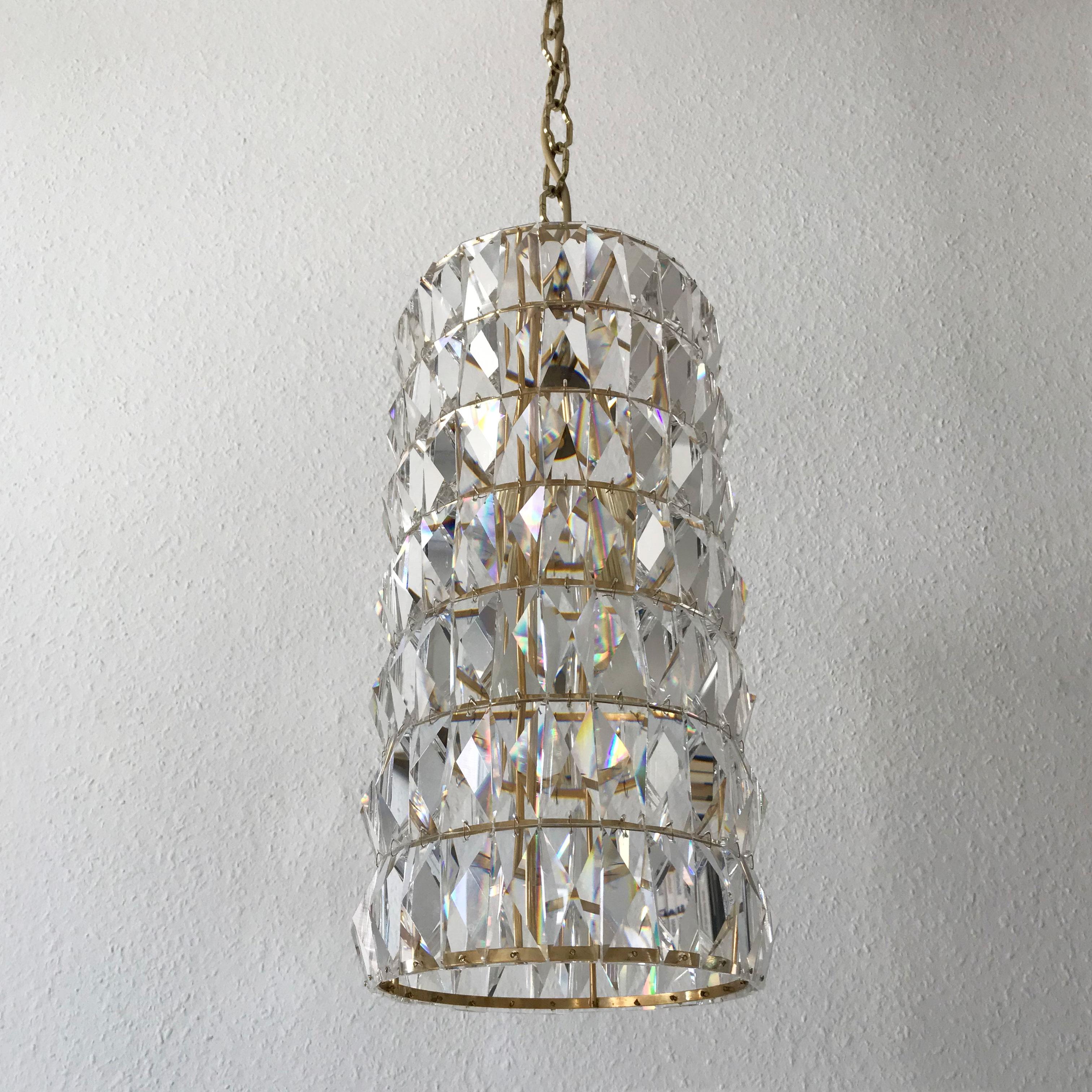 Crystal Glass Pendant Lamp or Chandelier by Bakalowits & Söhne Vienna Austria For Sale 6