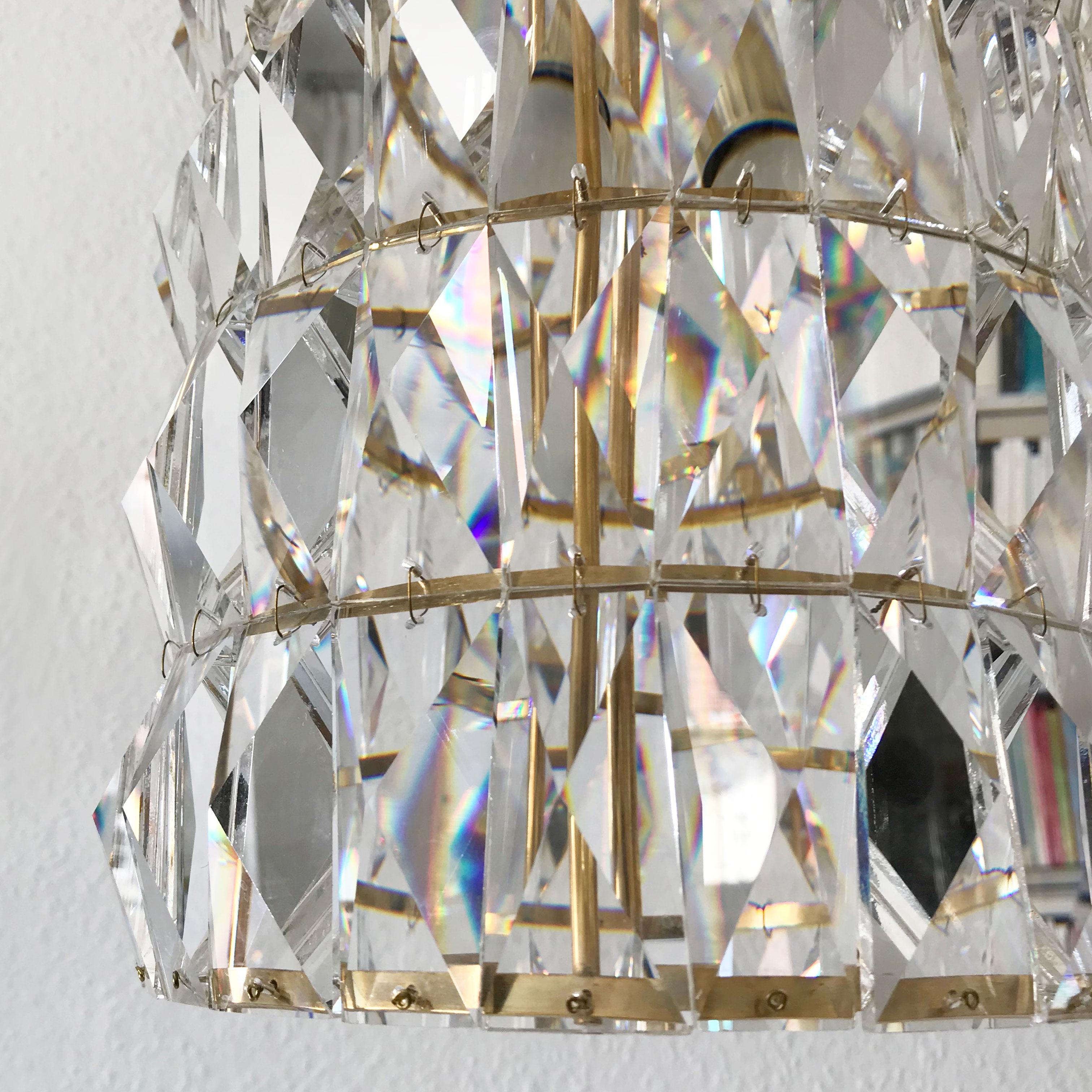 Crystal Glass Pendant Lamp or Chandelier by Bakalowits & Söhne Vienna Austria For Sale 8