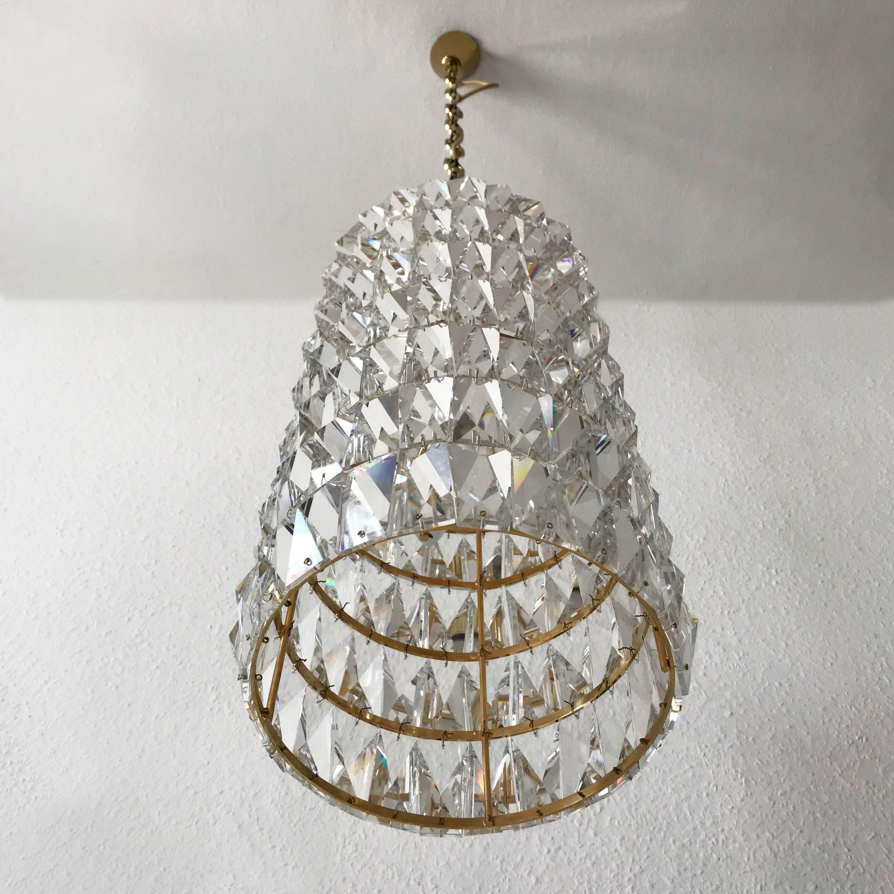 Crystal Glass Pendant Lamp or Chandelier by Bakalowits & Söhne Vienna Austria For Sale 11