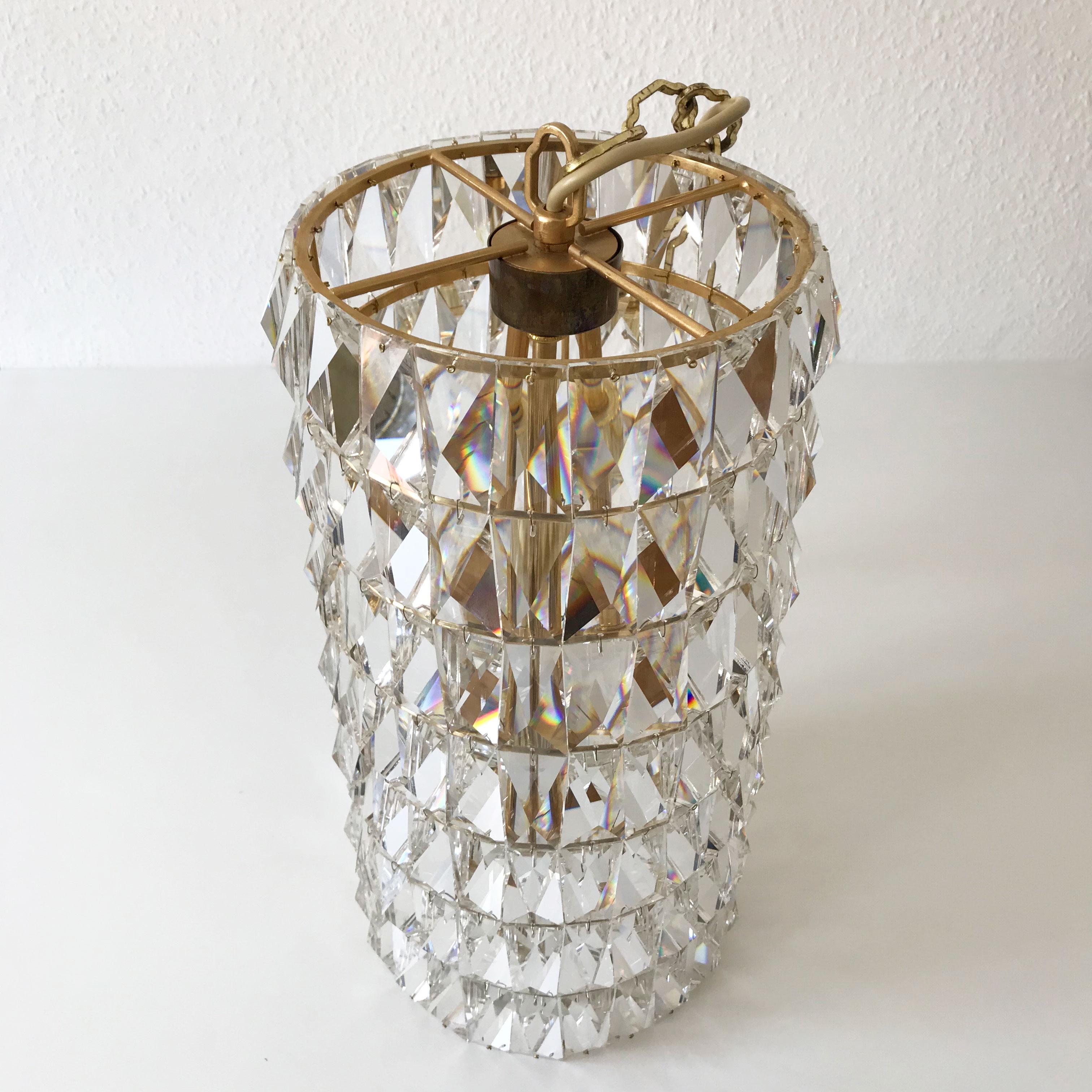 Crystal Glass Pendant Lamp or Chandelier by Bakalowits & Söhne Vienna Austria For Sale 12