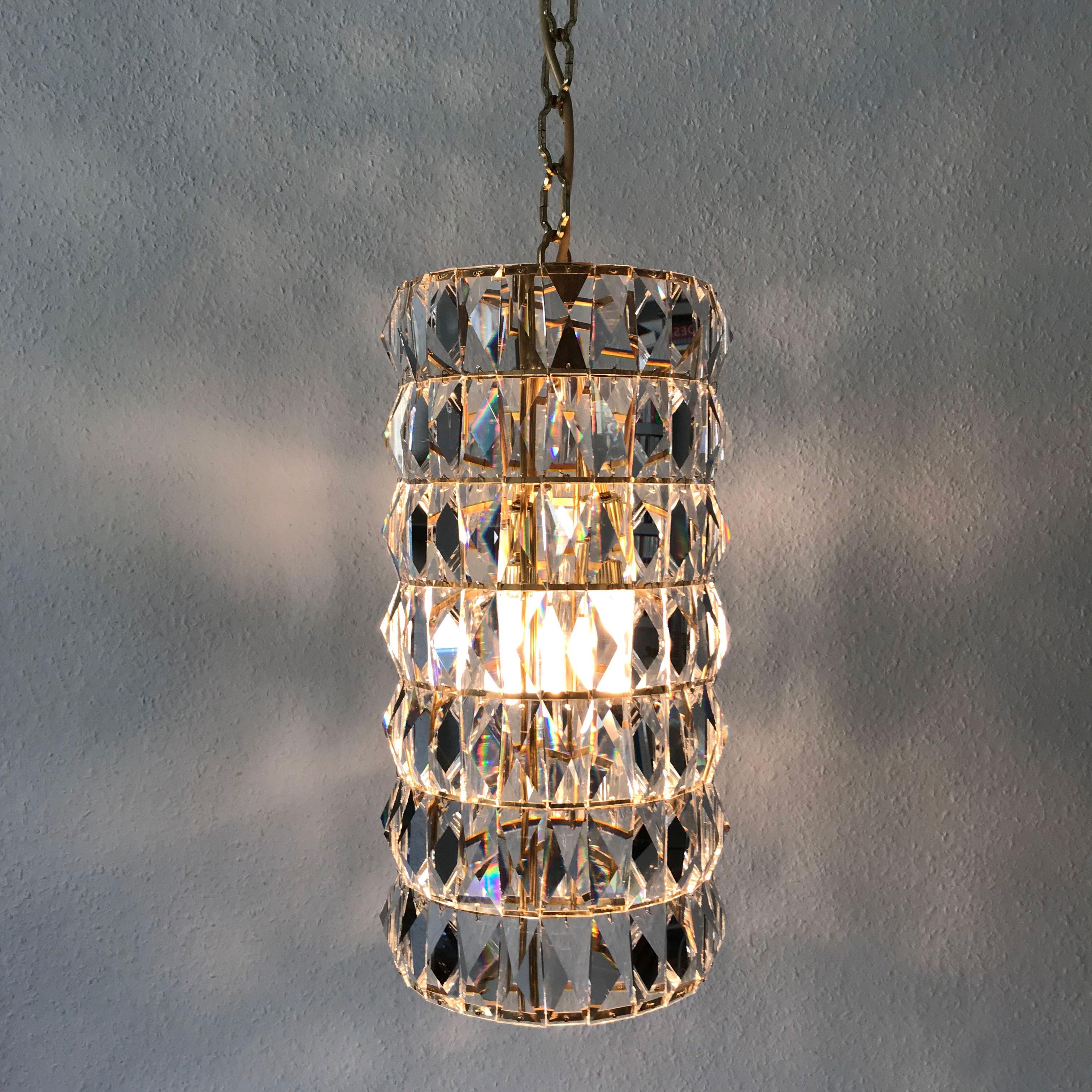 Austrian Crystal Glass Pendant Lamp or Chandelier by Bakalowits & Söhne Vienna Austria For Sale