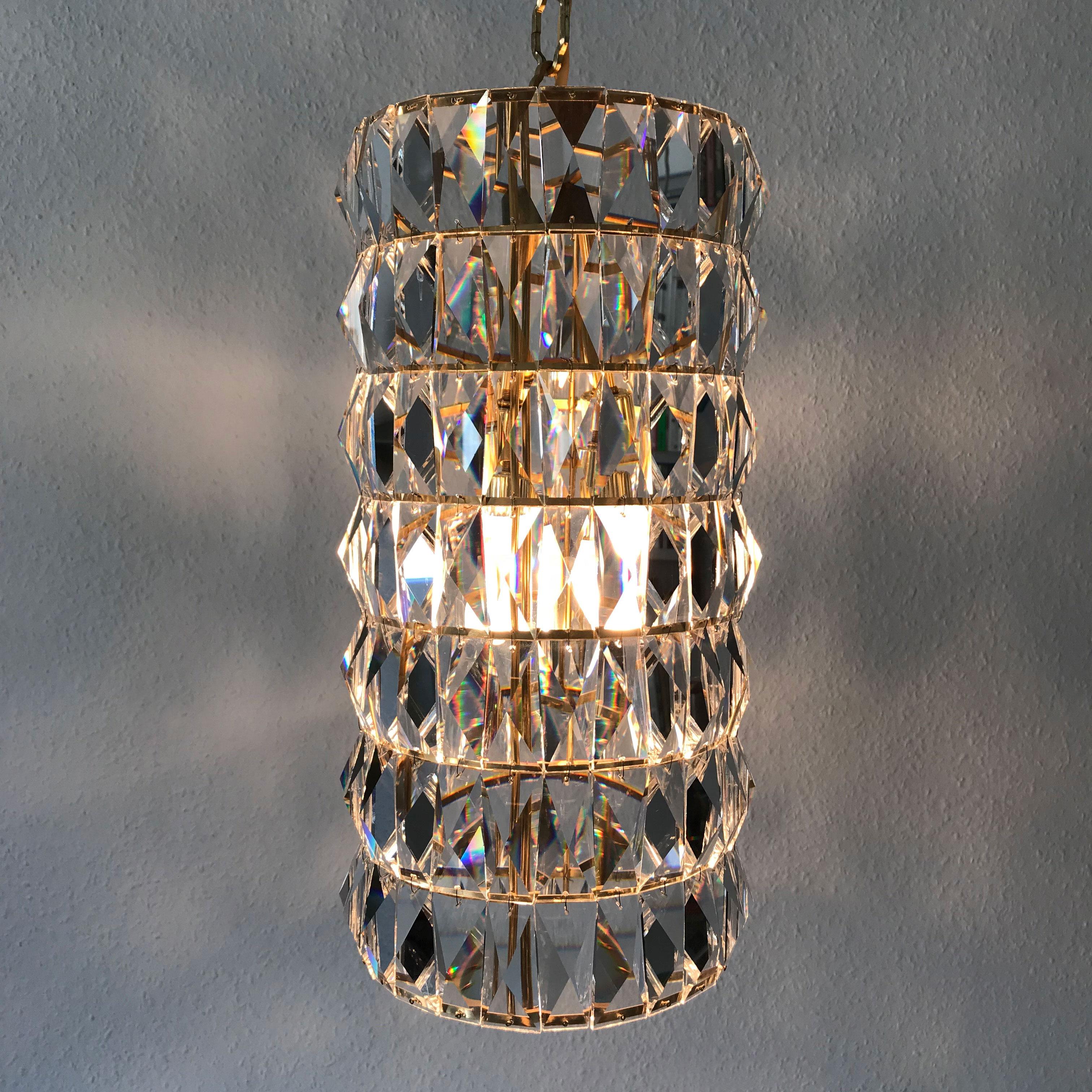 Crystal Glass Pendant Lamp or Chandelier by Bakalowits & Söhne Vienna Austria In Good Condition For Sale In Munich, DE