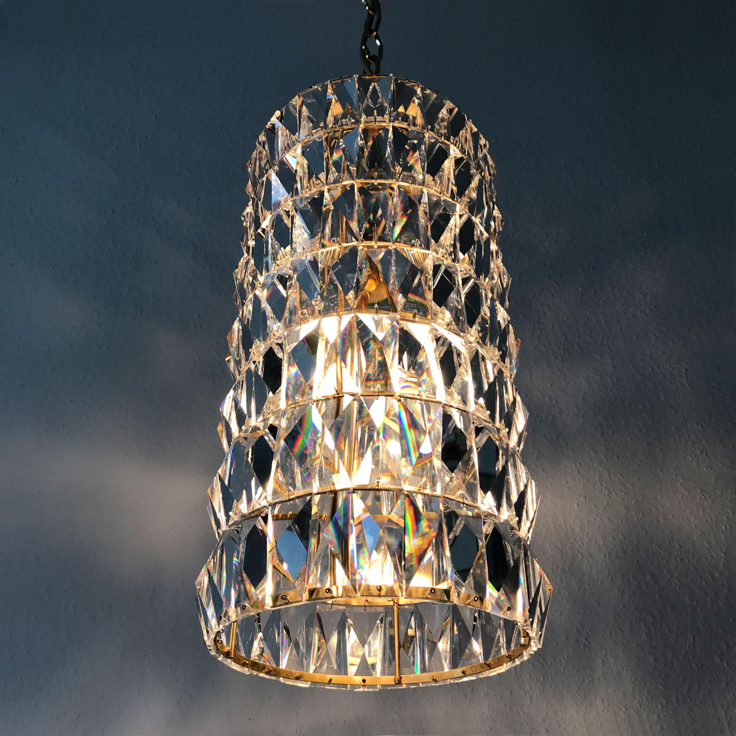 Crystal Glass Pendant Lamp or Chandelier by Bakalowits & Söhne Vienna Austria For Sale 1