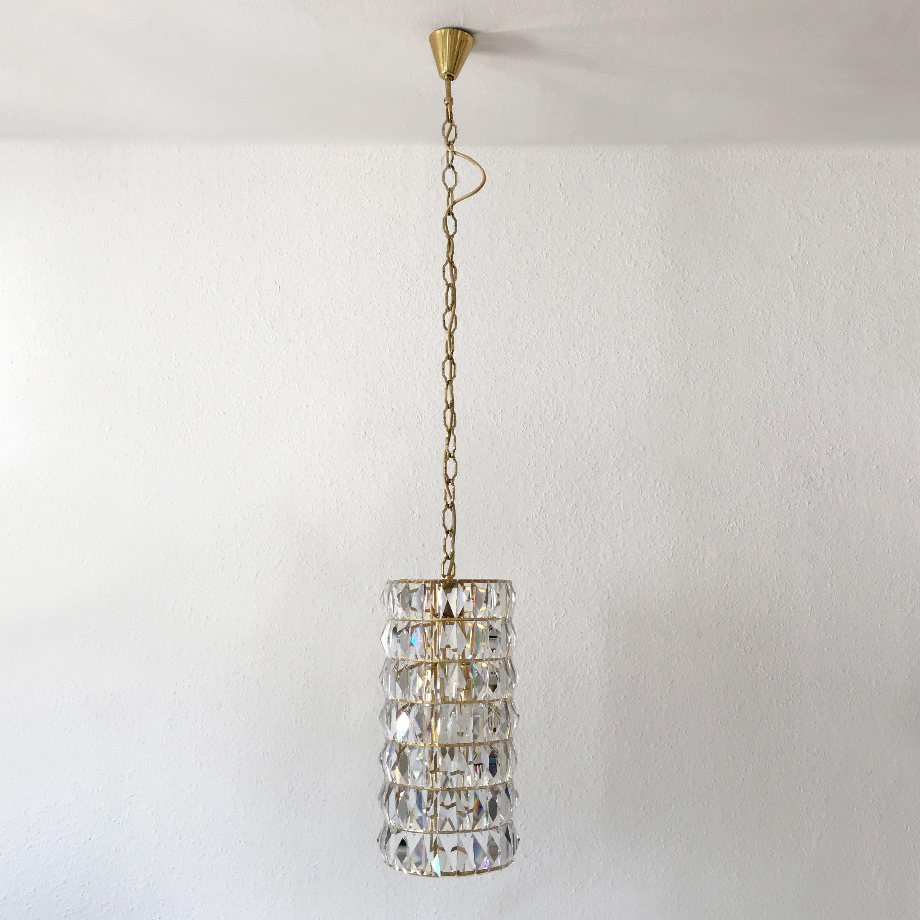 Crystal Glass Pendant Lamp or Chandelier by Bakalowits & Söhne Vienna Austria For Sale 2
