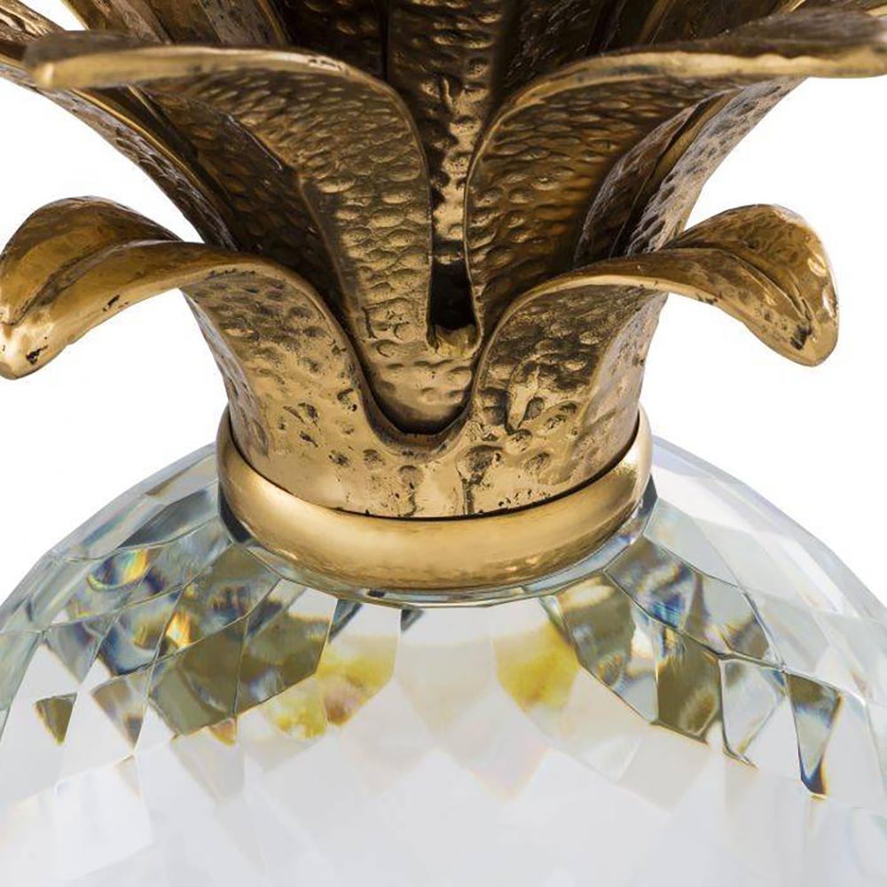 Pineapple aus Kristallglas mit Messingkrone (Moderne)