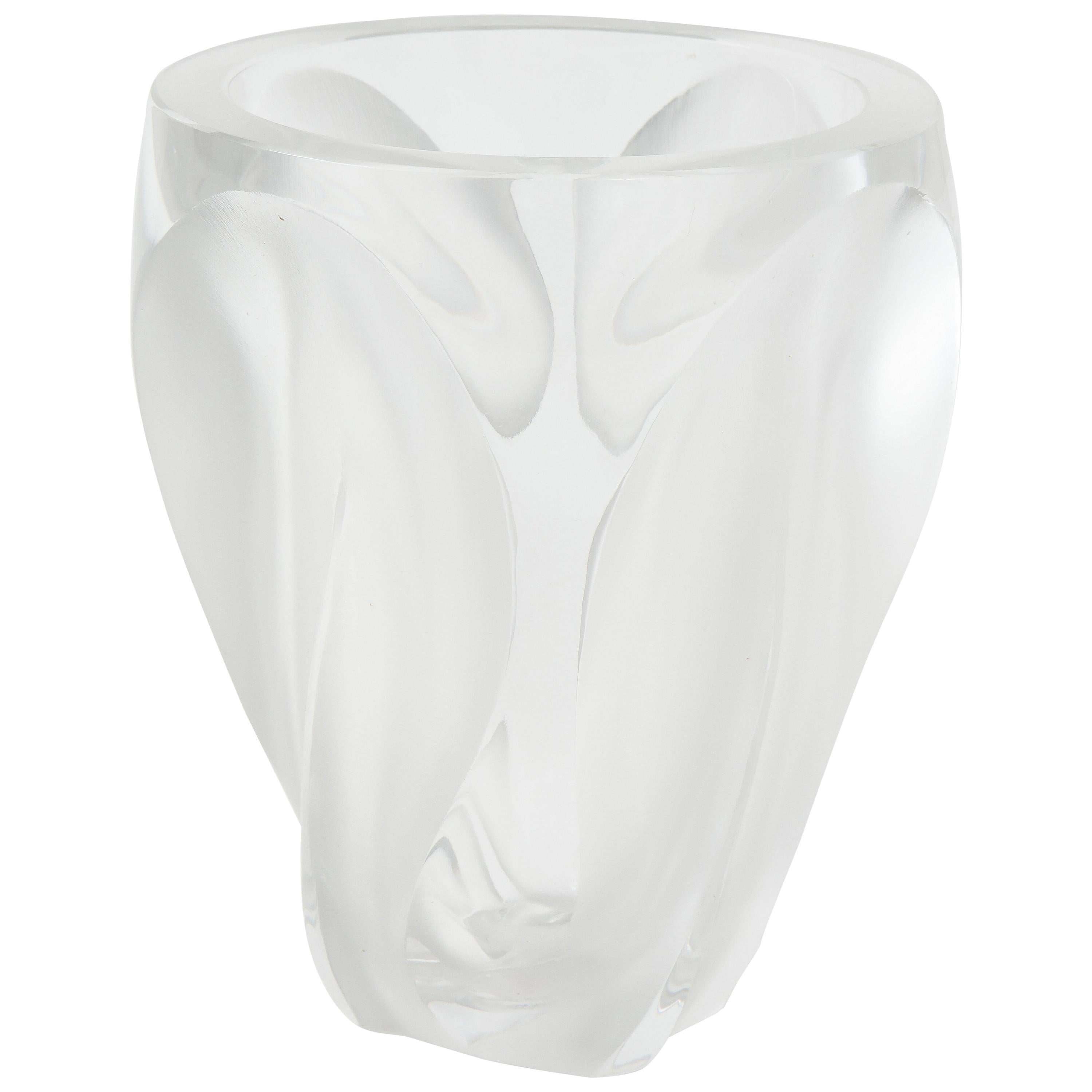 Crystal Glass Polished and Frosted "Ingrid" Vase by Lalique