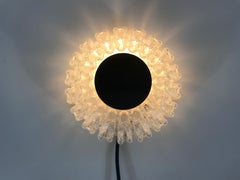 Crystal Glass Round Flush Mount by Glashütte Limburg, 1960s, Germany