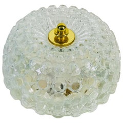 Crystal Glass Round Flush Mount by Glashütte Limburg, 1960s, Germany