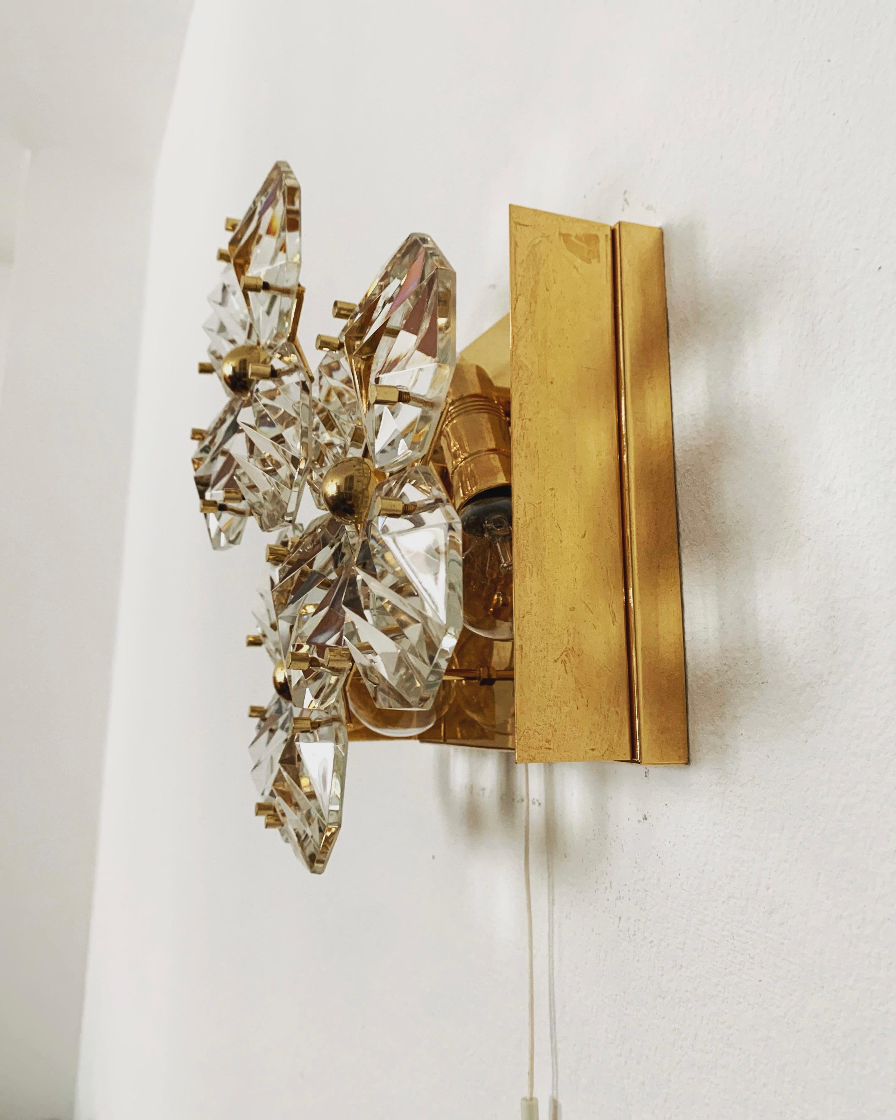 Mid-20th Century Crystal Glass Sconce from Kinkeldey For Sale