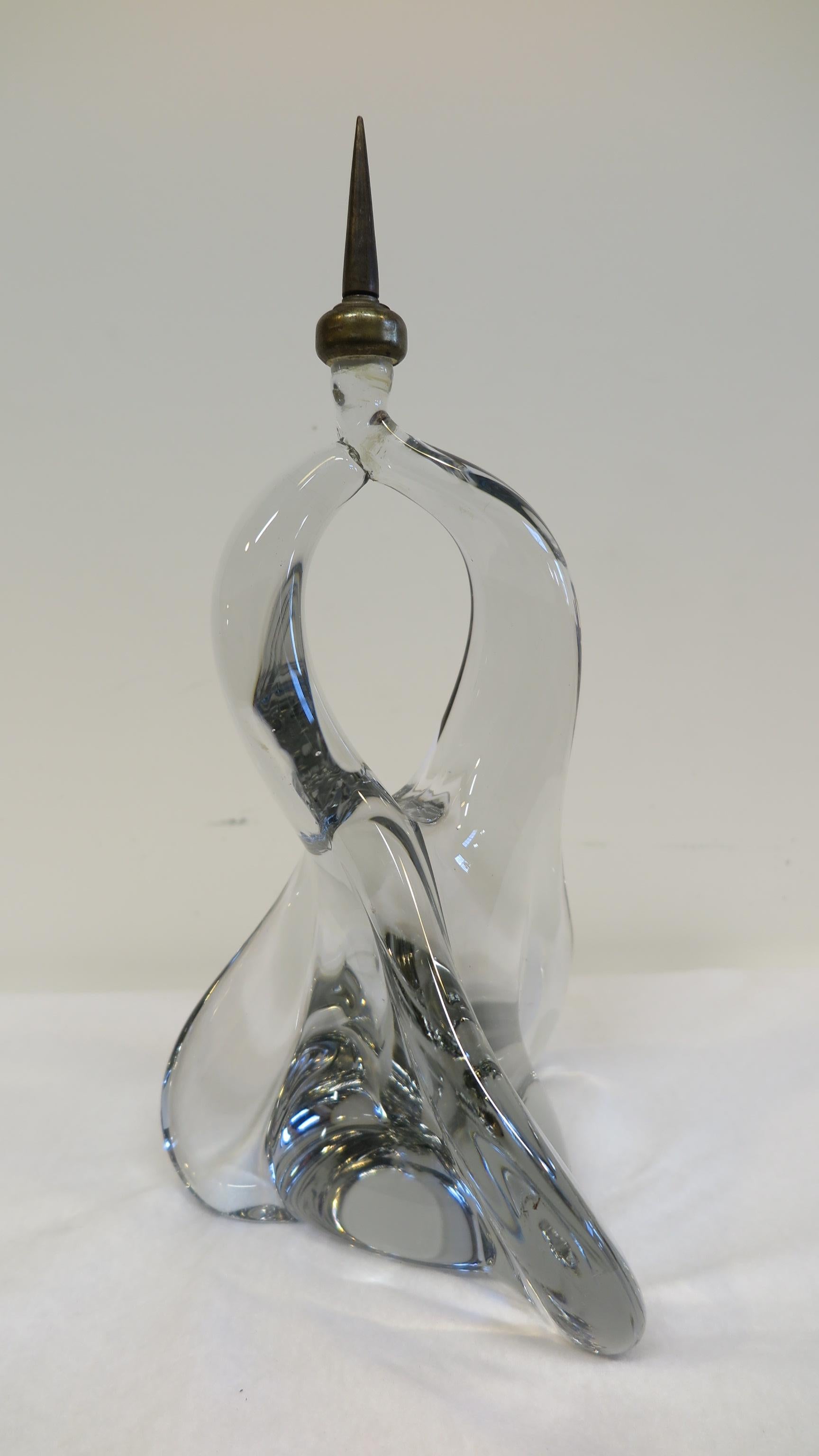 Mid-Century Modern Crystal Glass Sculpture Abstract For Sale