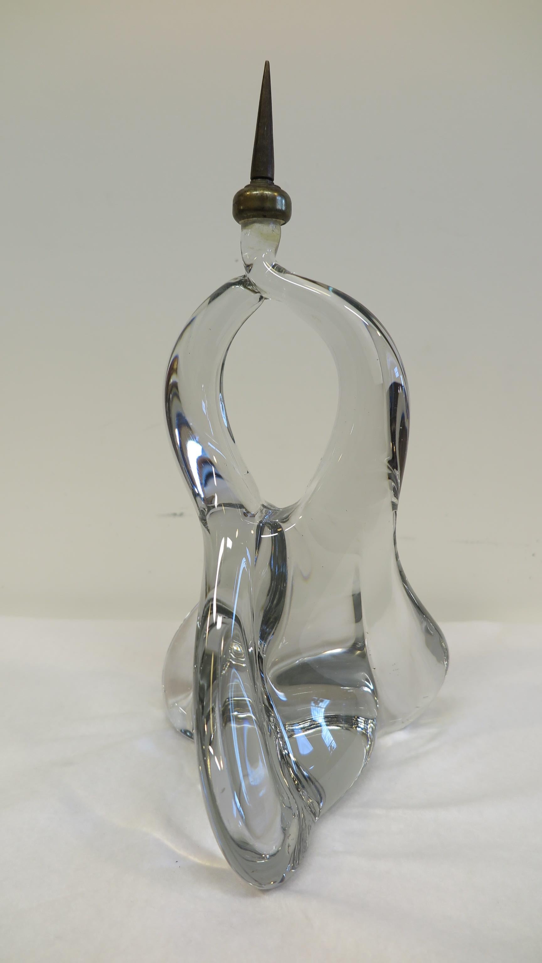 French Crystal Glass Sculpture Abstract