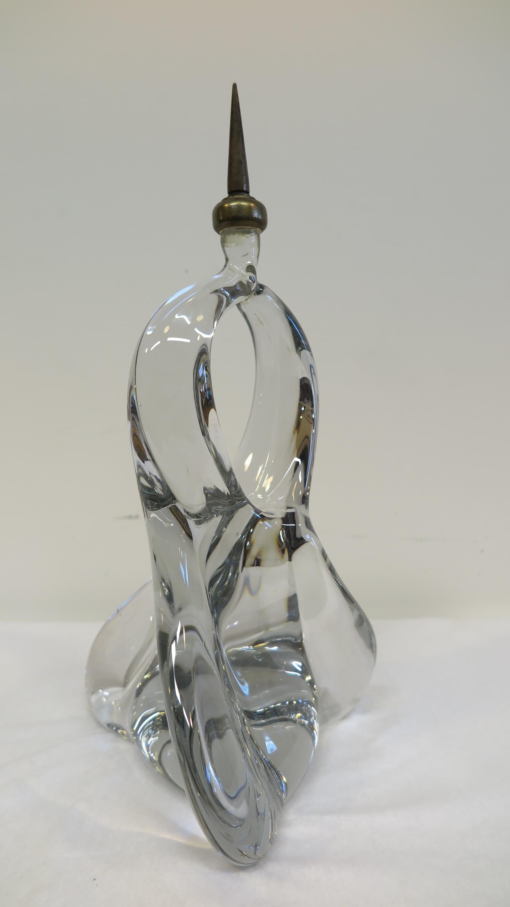 Mid-20th Century Crystal Glass Sculpture Abstract