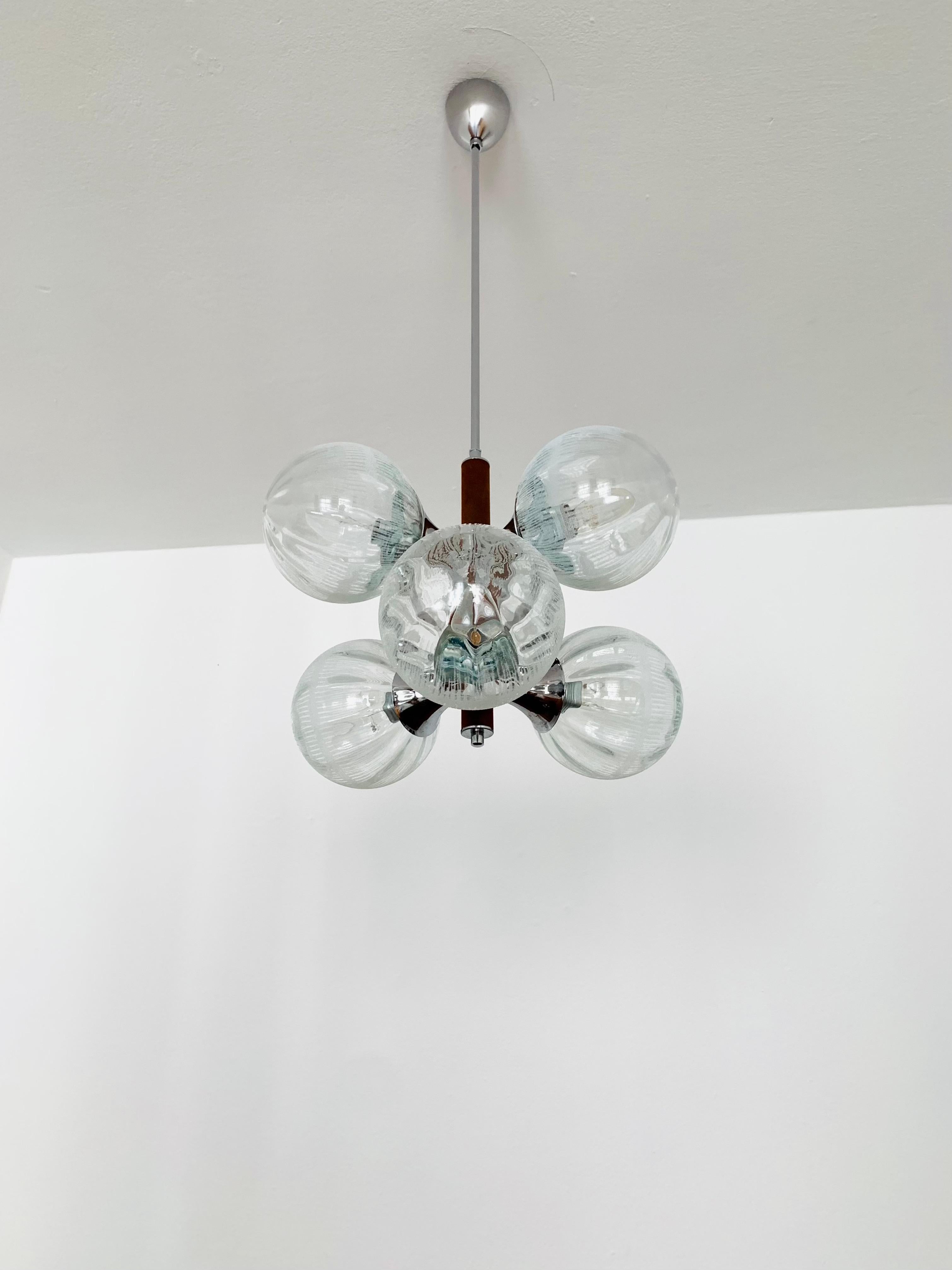 Crystal Glass Sputnik Chandelier In Good Condition For Sale In München, DE