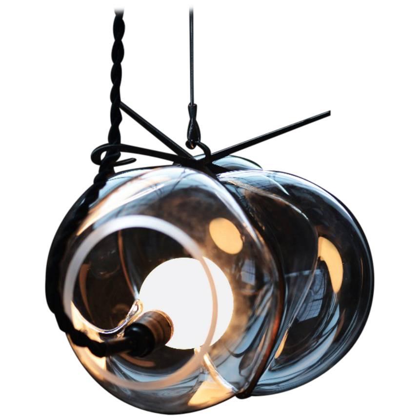 Unique Modern Crystal Glass & Steel Suspension Pendant Light Exhale Catie Newell