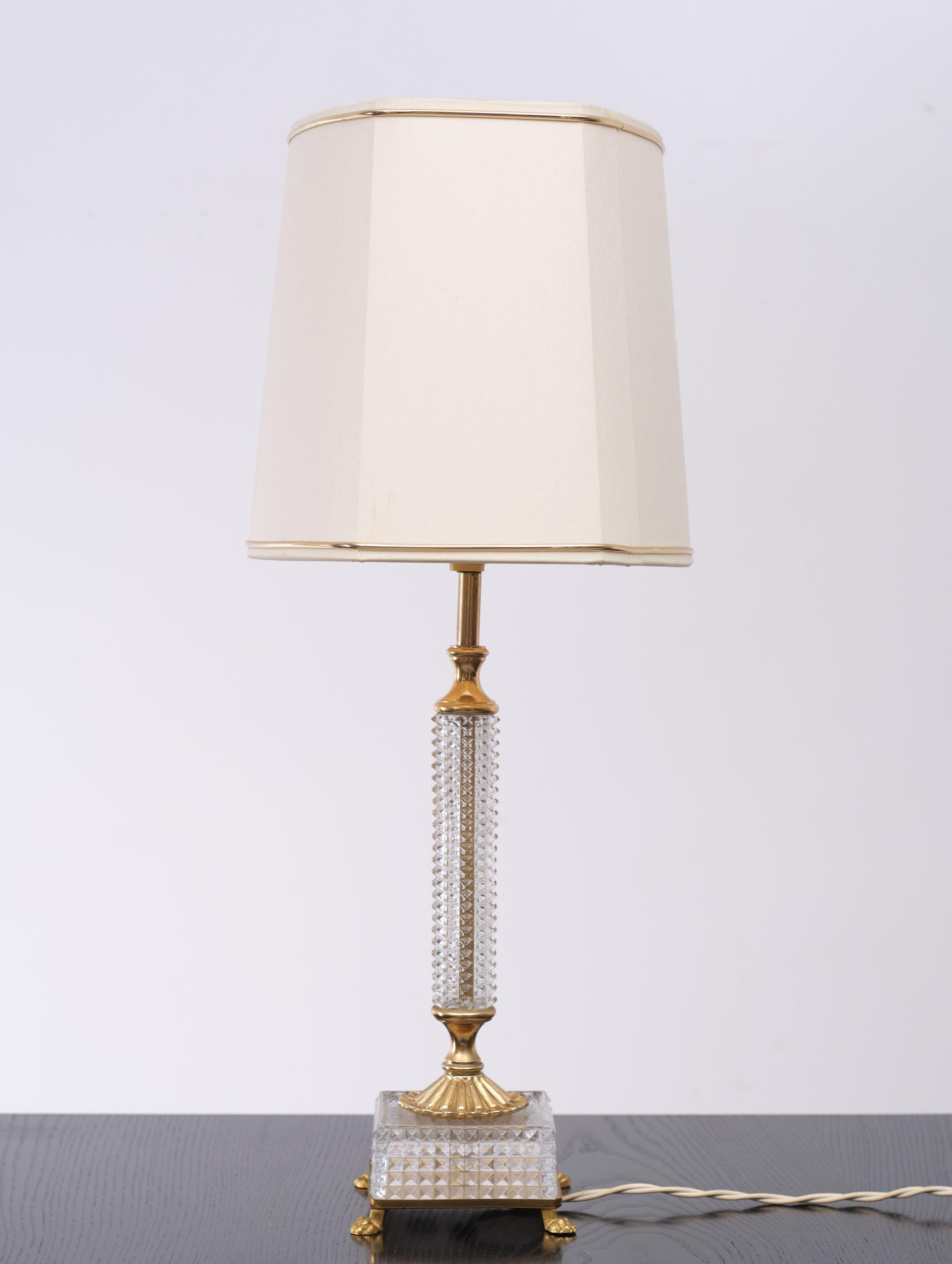 Crystal Glass Table Lamp French 1970 In Good Condition For Sale In Den Haag, NL