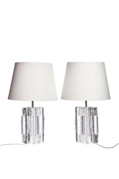 Crystal Glass Table Lamps by Pukeberg, Sweden, 1970, Set of 2