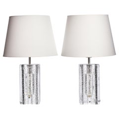 Vintage Crystal Glass Table Lamps by Pukeberg, Sweden, 1970, Set of 2