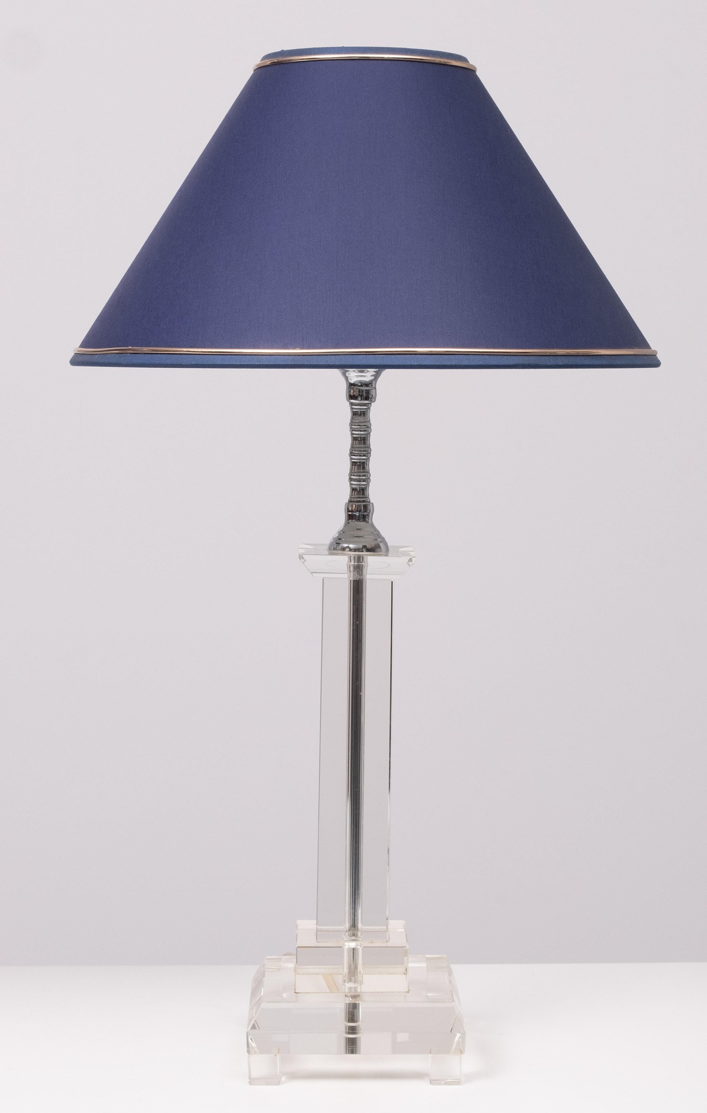 Tischlampen aus Kristallglas, Frankreich 1980er Jahre  (Hollywood Regency) im Angebot