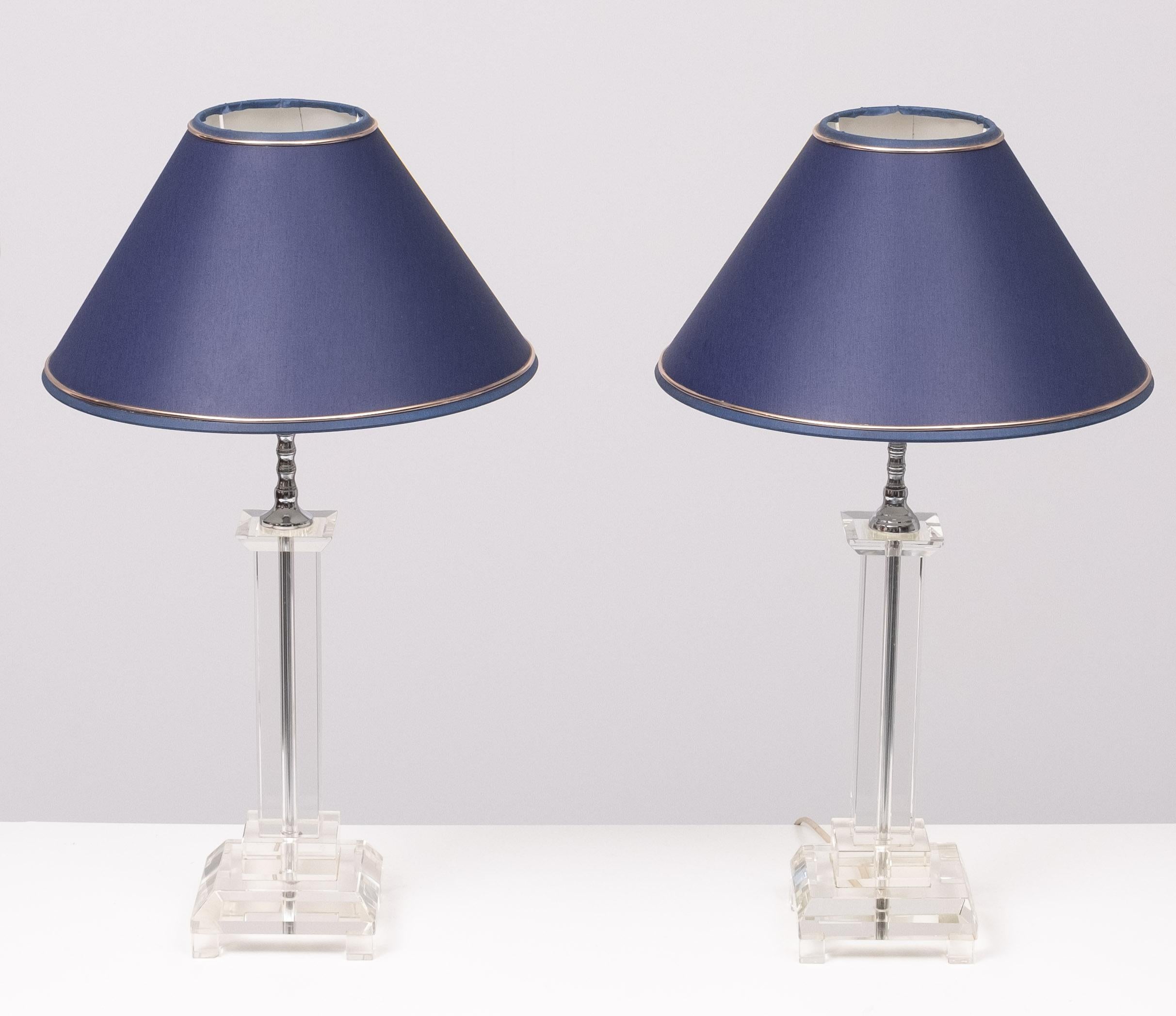 Crystal Glass Table lamps France 1980s  In Good Condition For Sale In Den Haag, NL