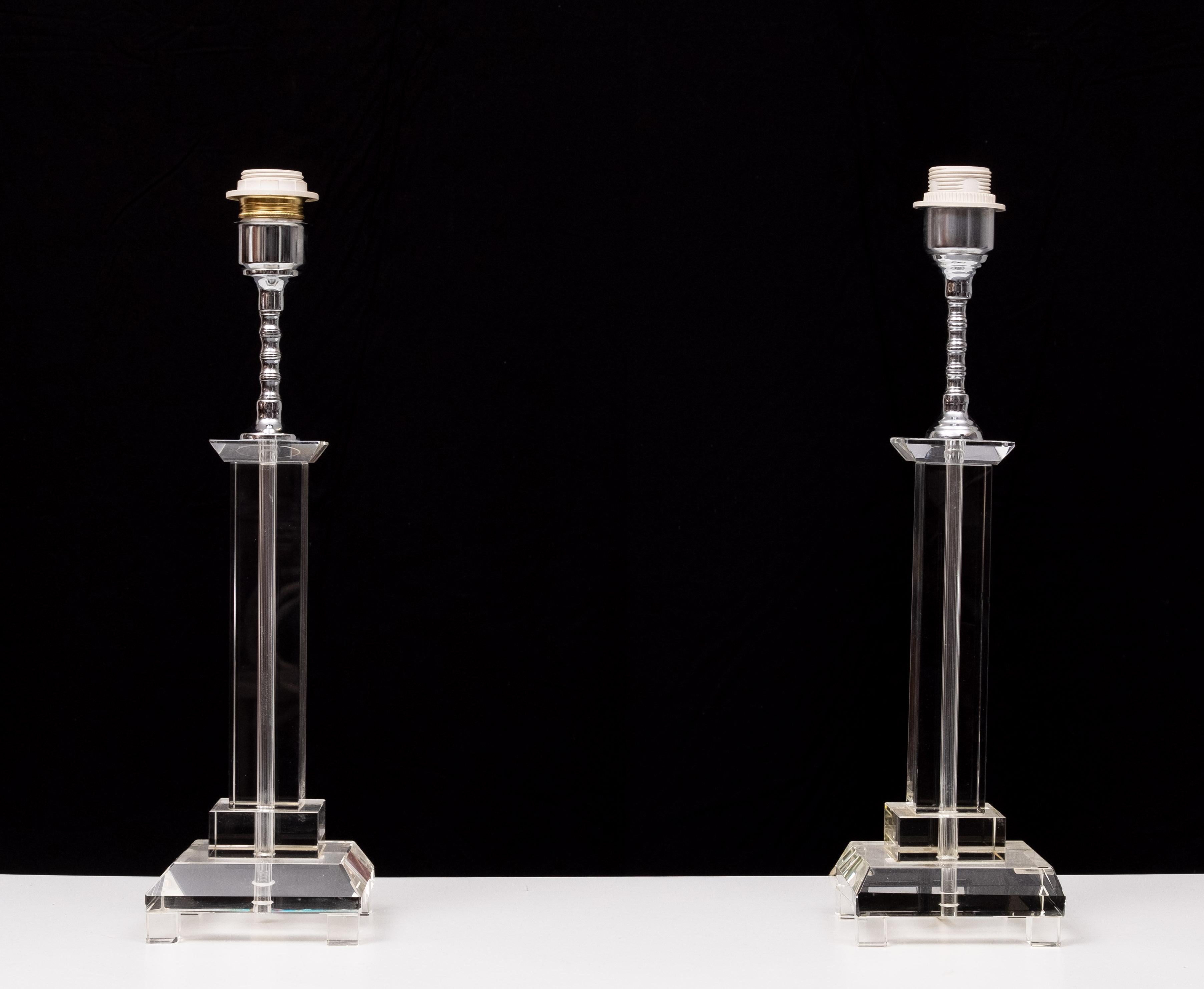 Lámparas de mesa de cristal Francia años 80 en venta 2