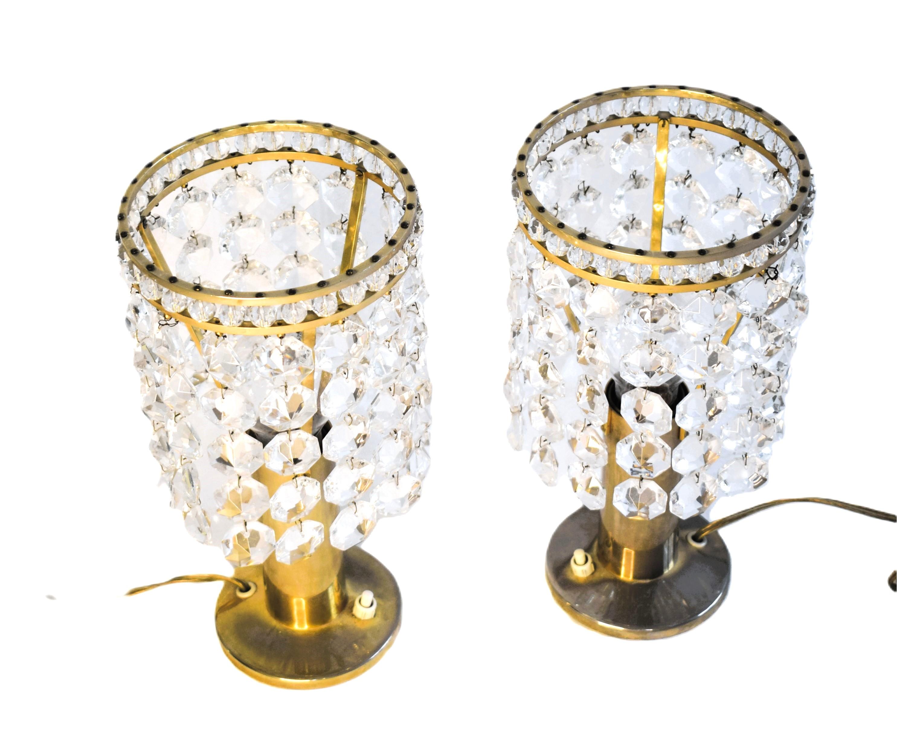Kristallglas-Tischlampen von Bakalowits & Söhne, 1960er Jahre, 2er-Set im Zustand „Relativ gut“ im Angebot in Purkersdorf, AT